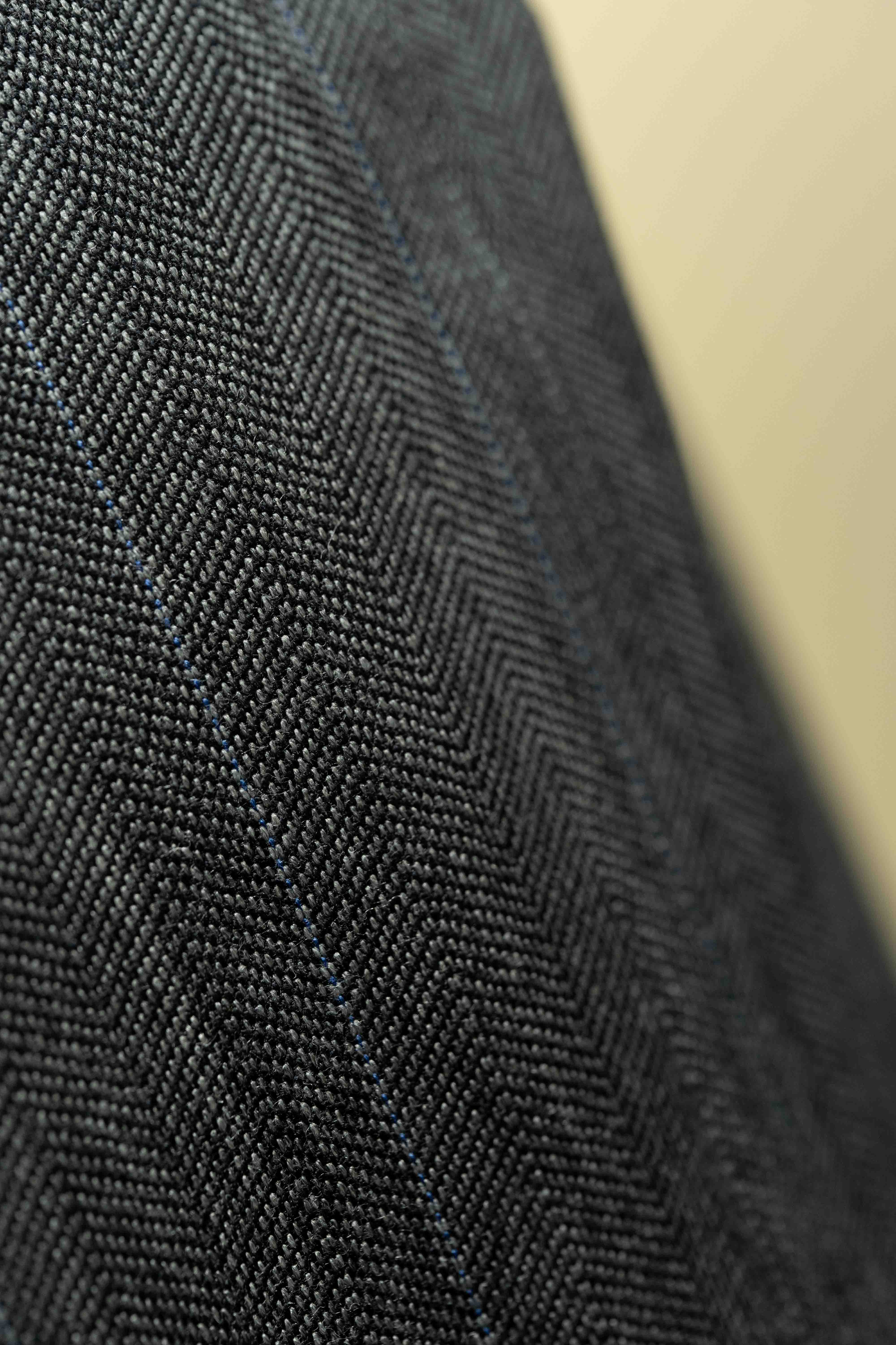 Charcoal Herringbone Wool Suit Fabric