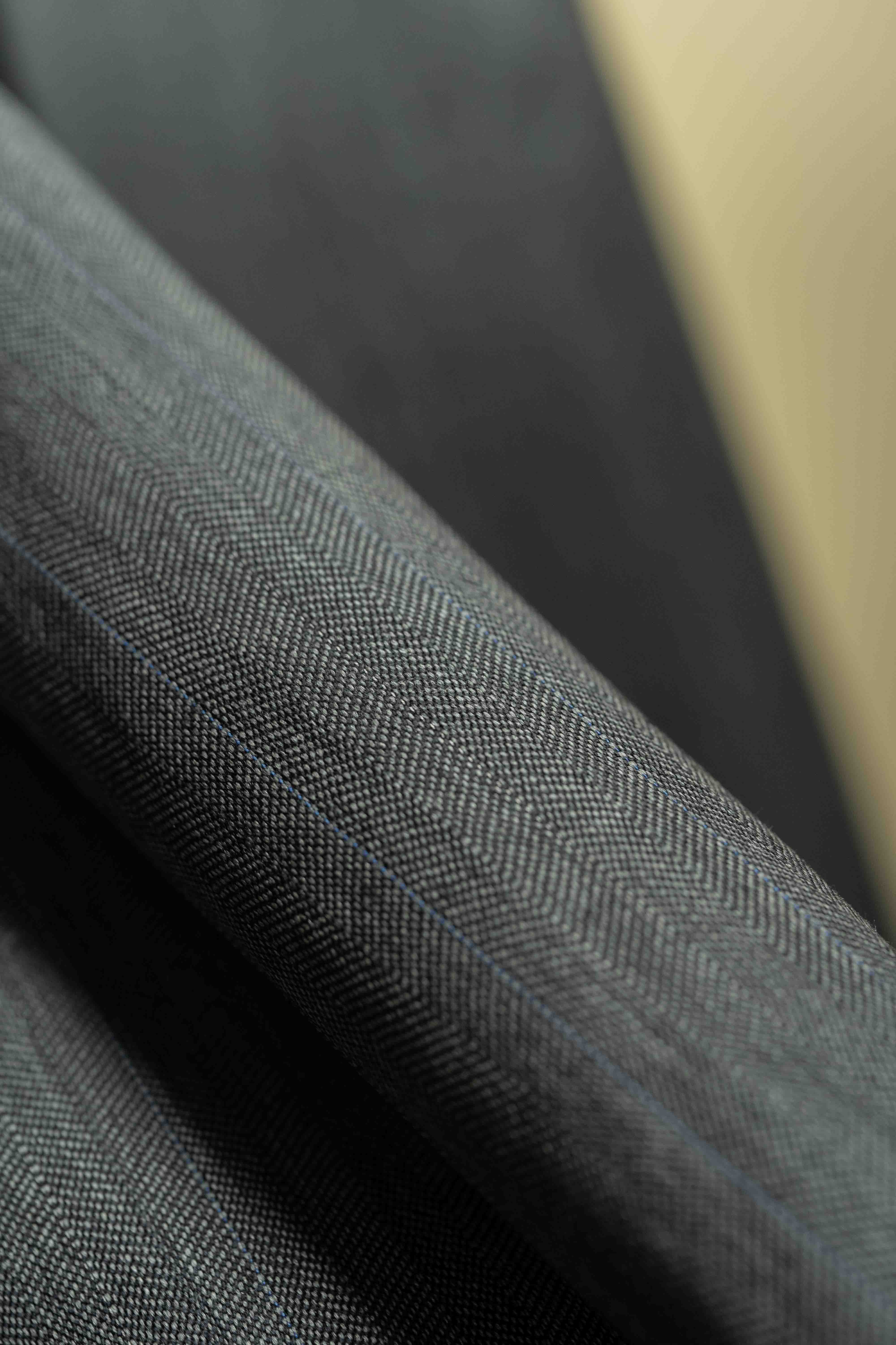 Charcoal Herringbone Wool Suit Fabric