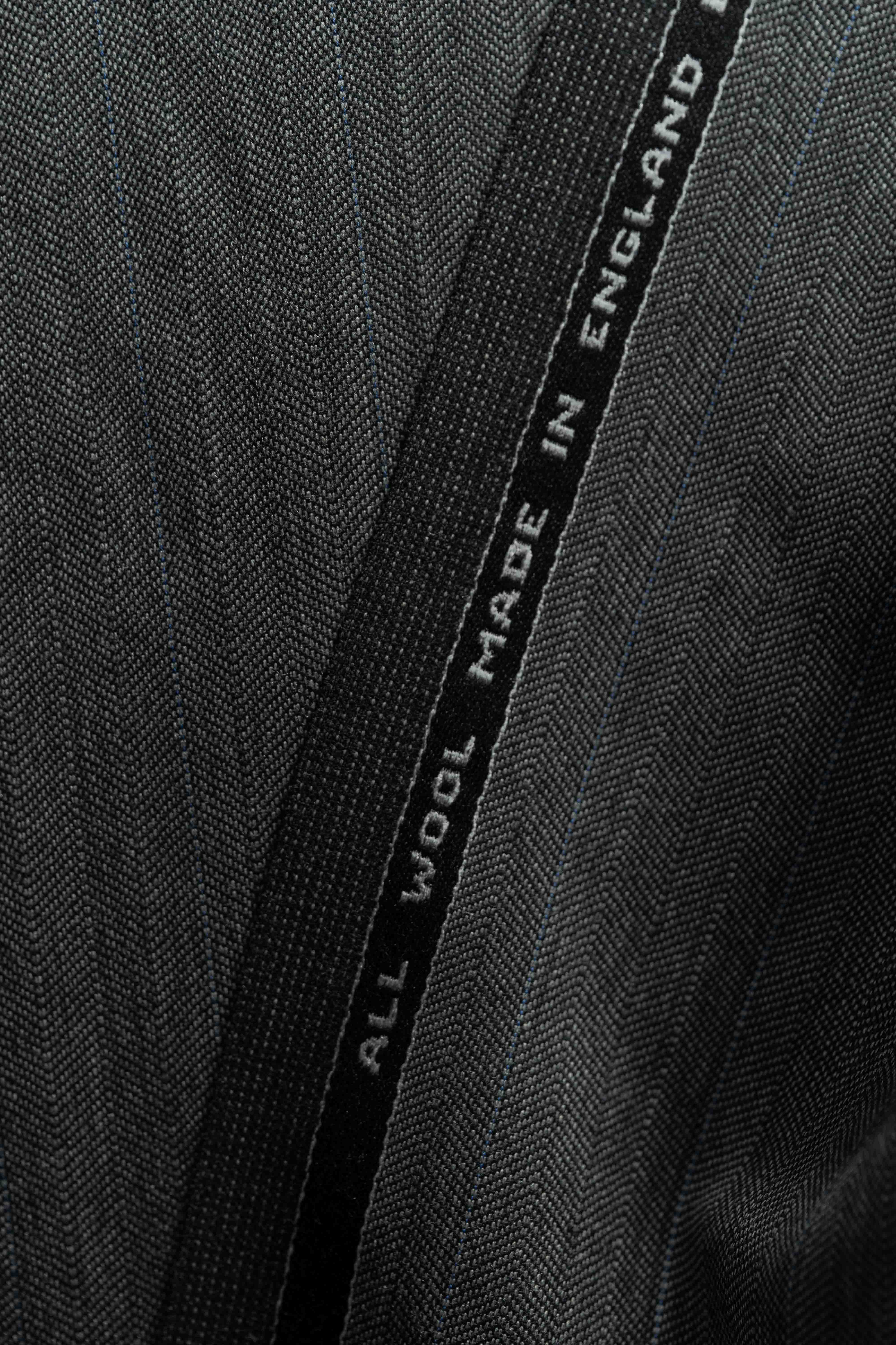 Charcoal Herringbone Wool Suit Fabric