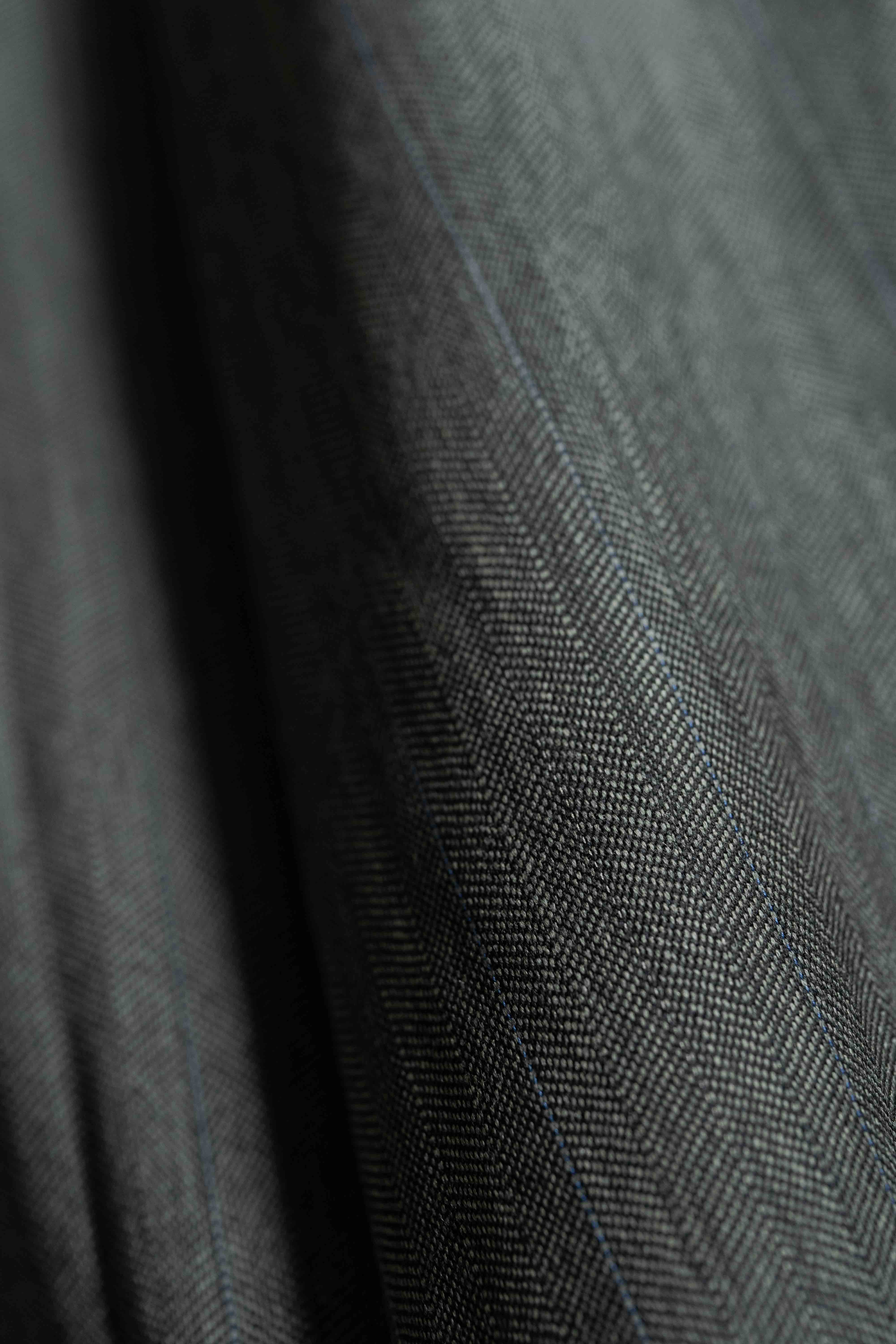 Charcoal Herringbone Wool Suit Fabric