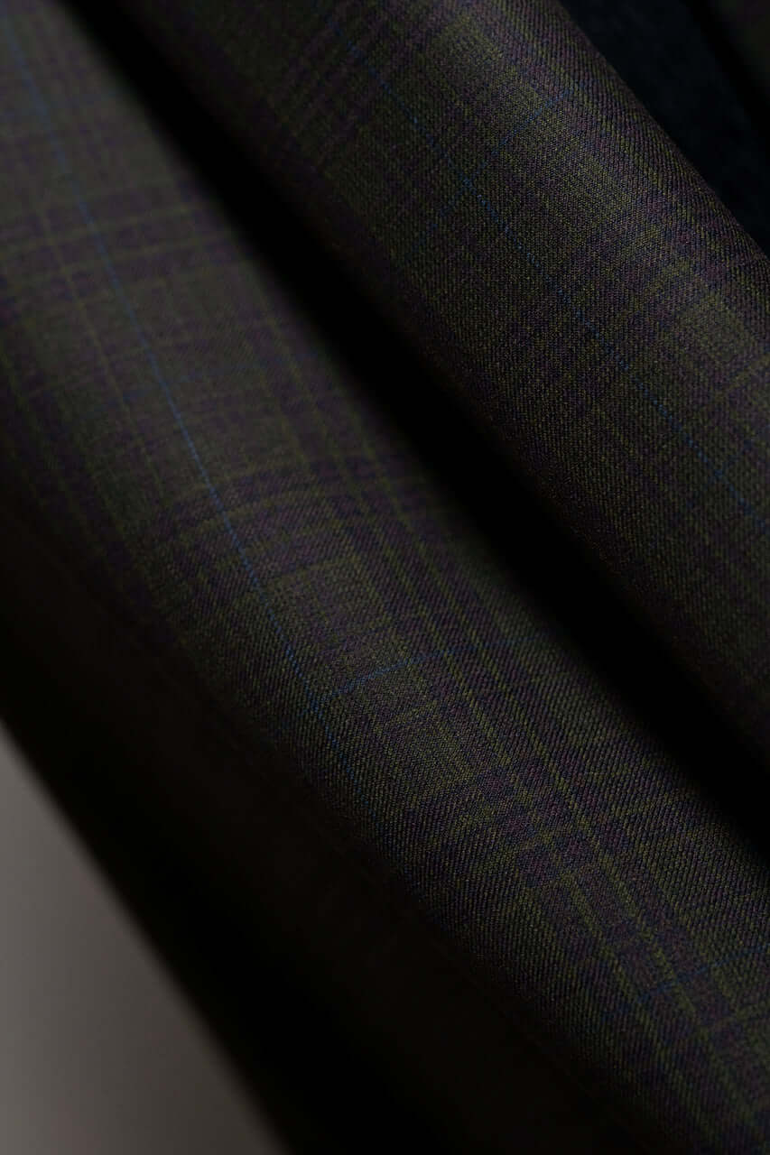 Super 100's Merino Brown Fancy Check Suit Fabric From Mario Capra (V23281) -3.7m - Yoo's Club
