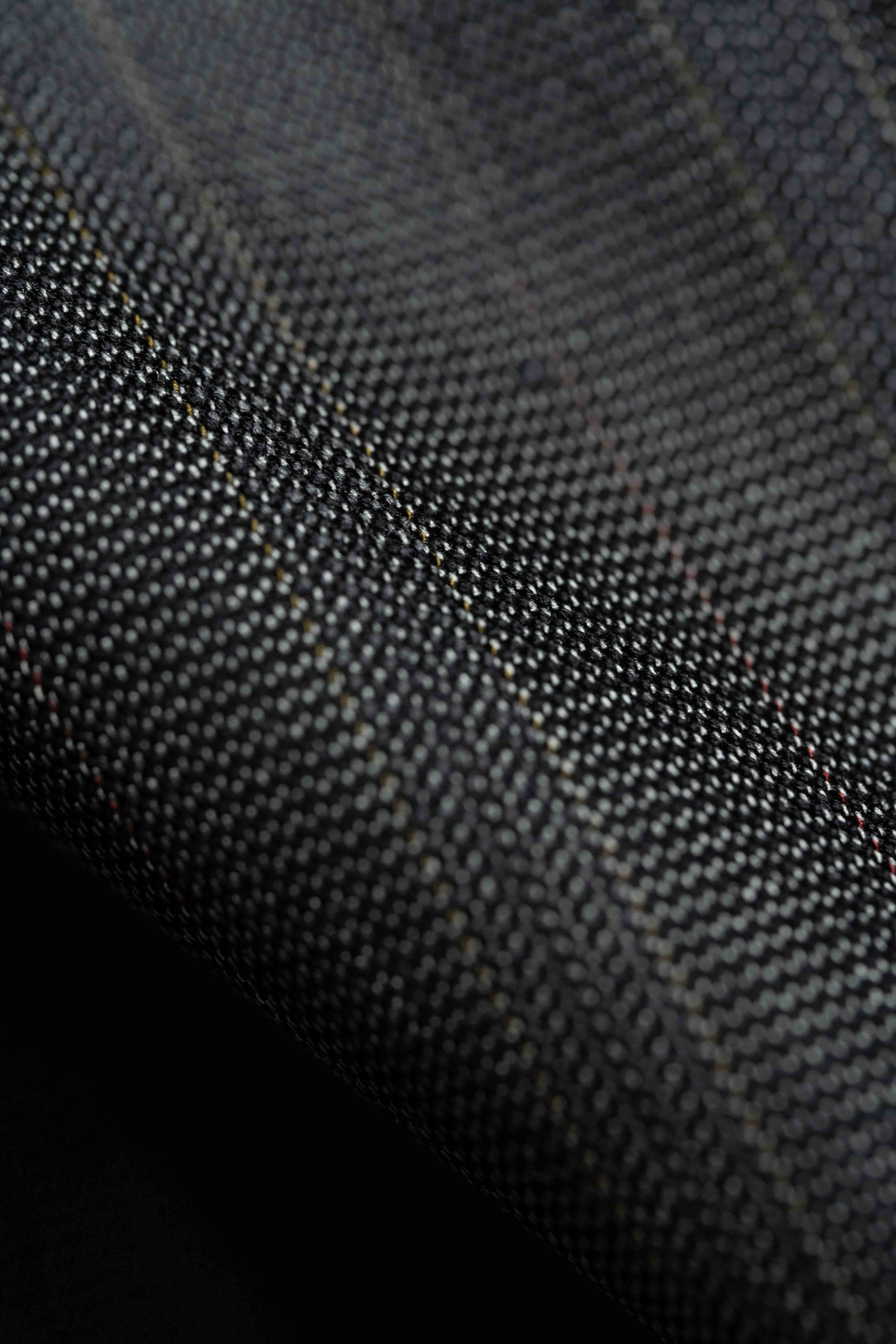 Tessilstrona Charcoal Red Stripe Wool & Silk Suit Fabric