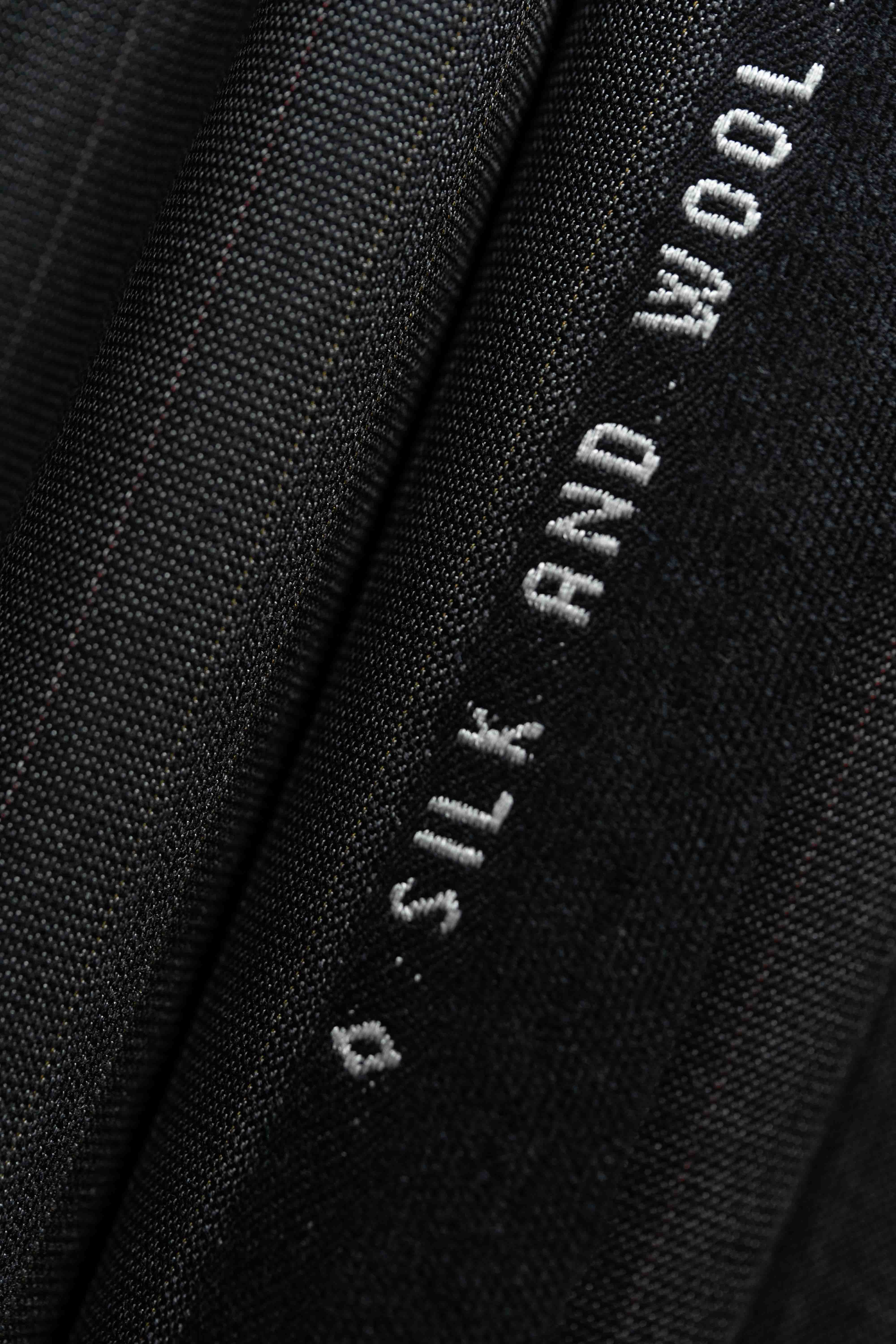 Tessilstrona Charcoal Red Stripe Wool & Silk Suit Fabric