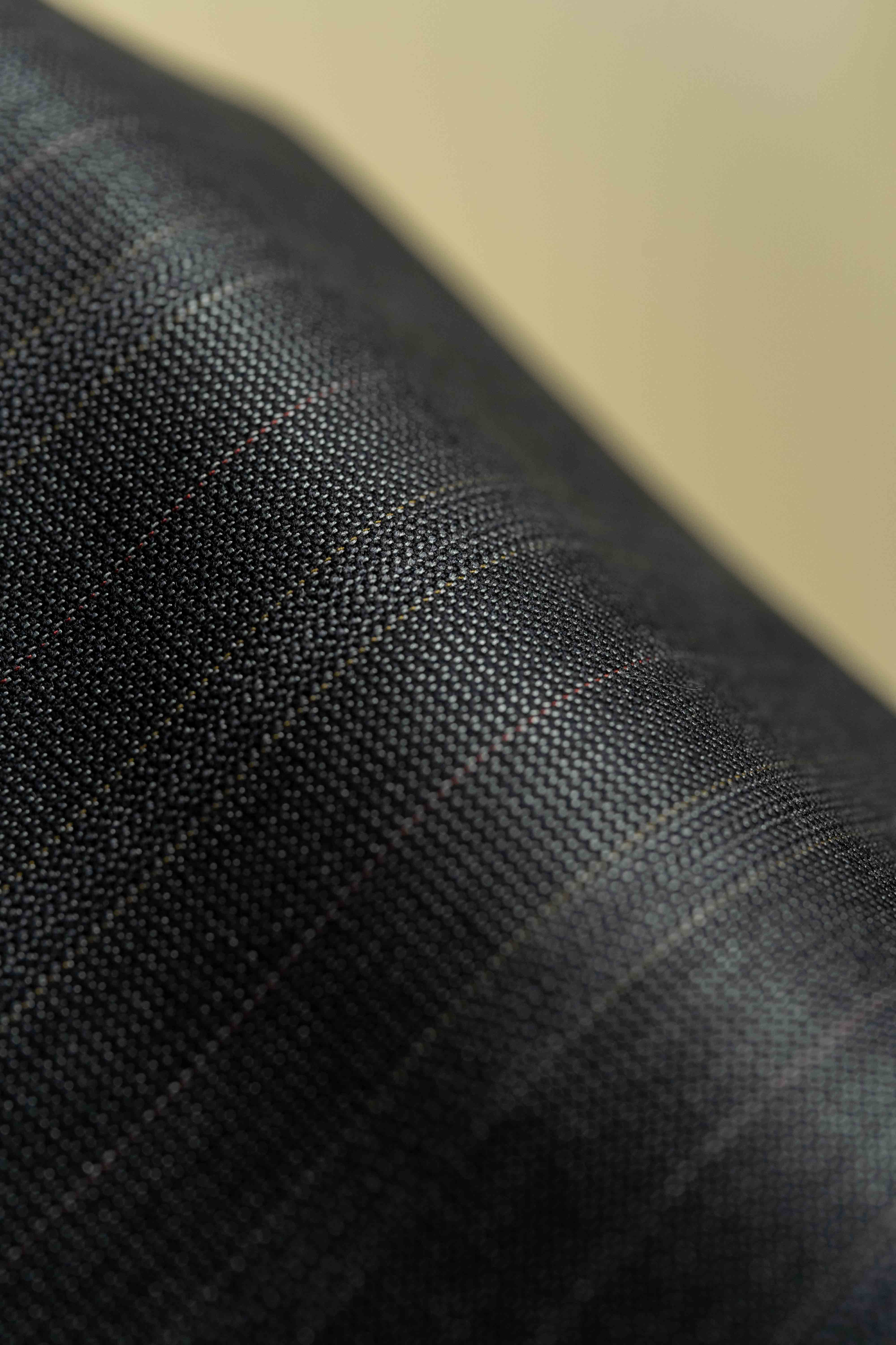 Tessilstrona Charcoal Red Stripe Wool & Silk Suit Fabric