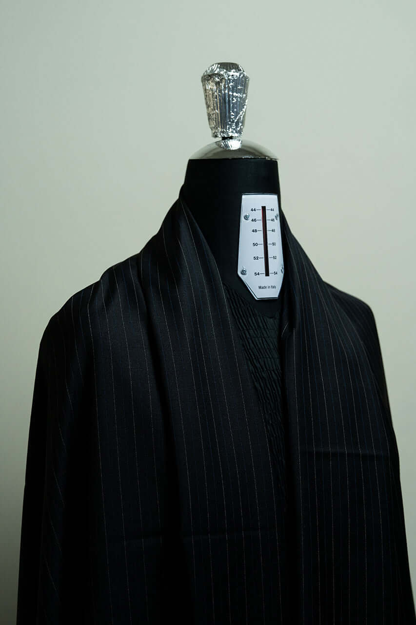 Marzoni Charcoal Stripe Wool Suit Fabric (V23329) -3m - Yoo's Club