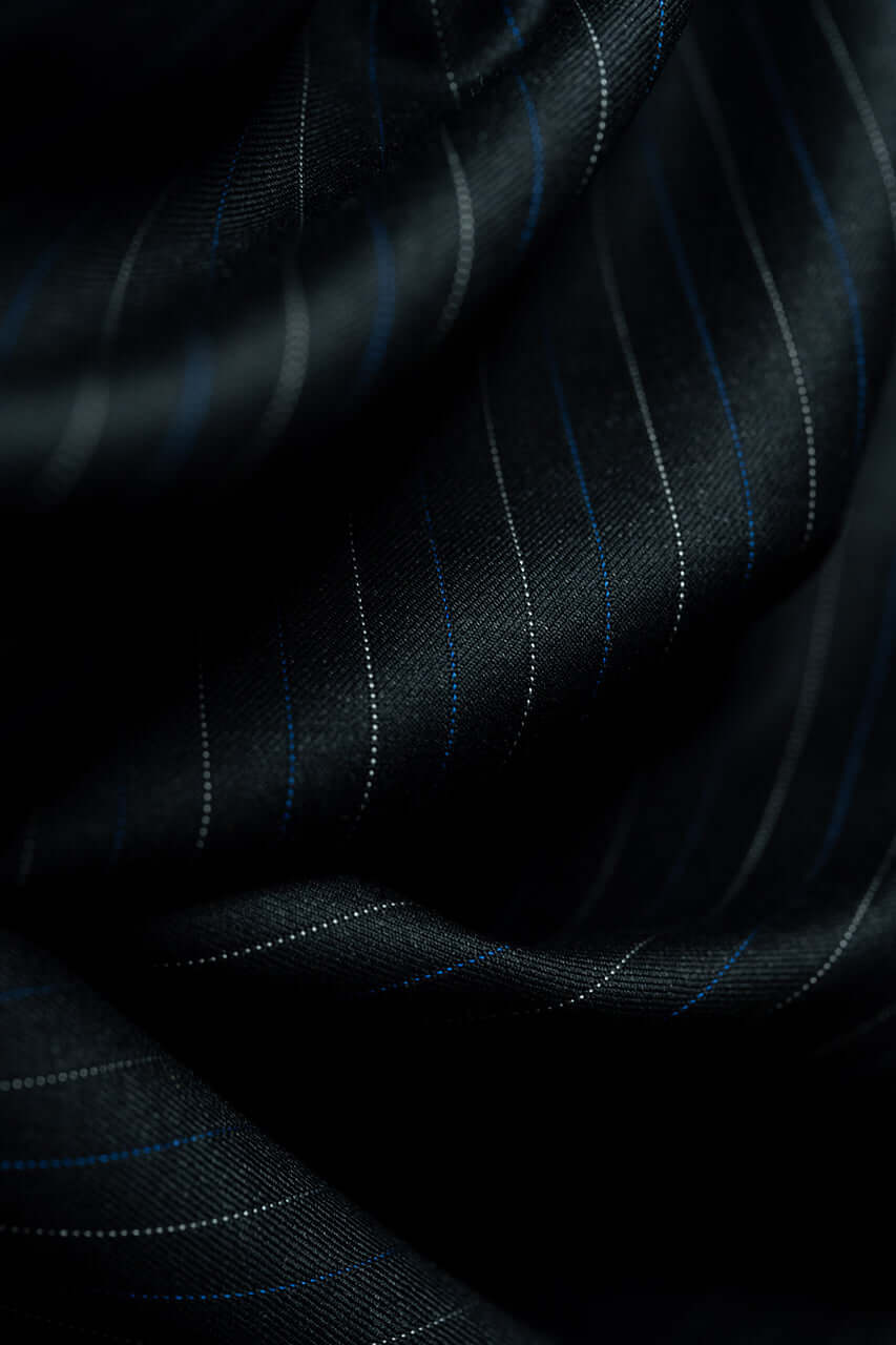 Marzoni Charcoal Stripe Wool Suit Fabric (V23329) -3m - Yoo's Club