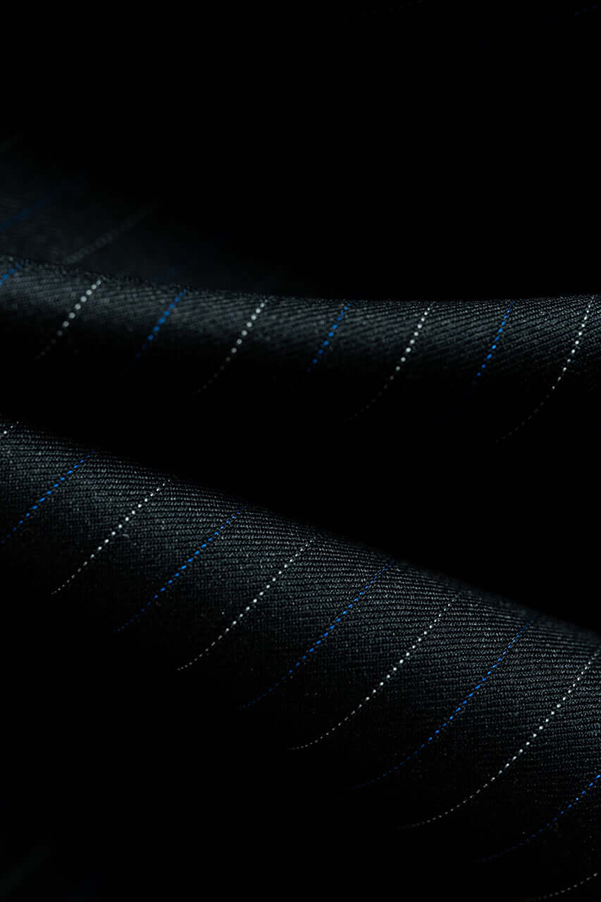 Marzoni Charcoal Stripe Wool Suit Fabric (V23329) -3m - Yoo's Club