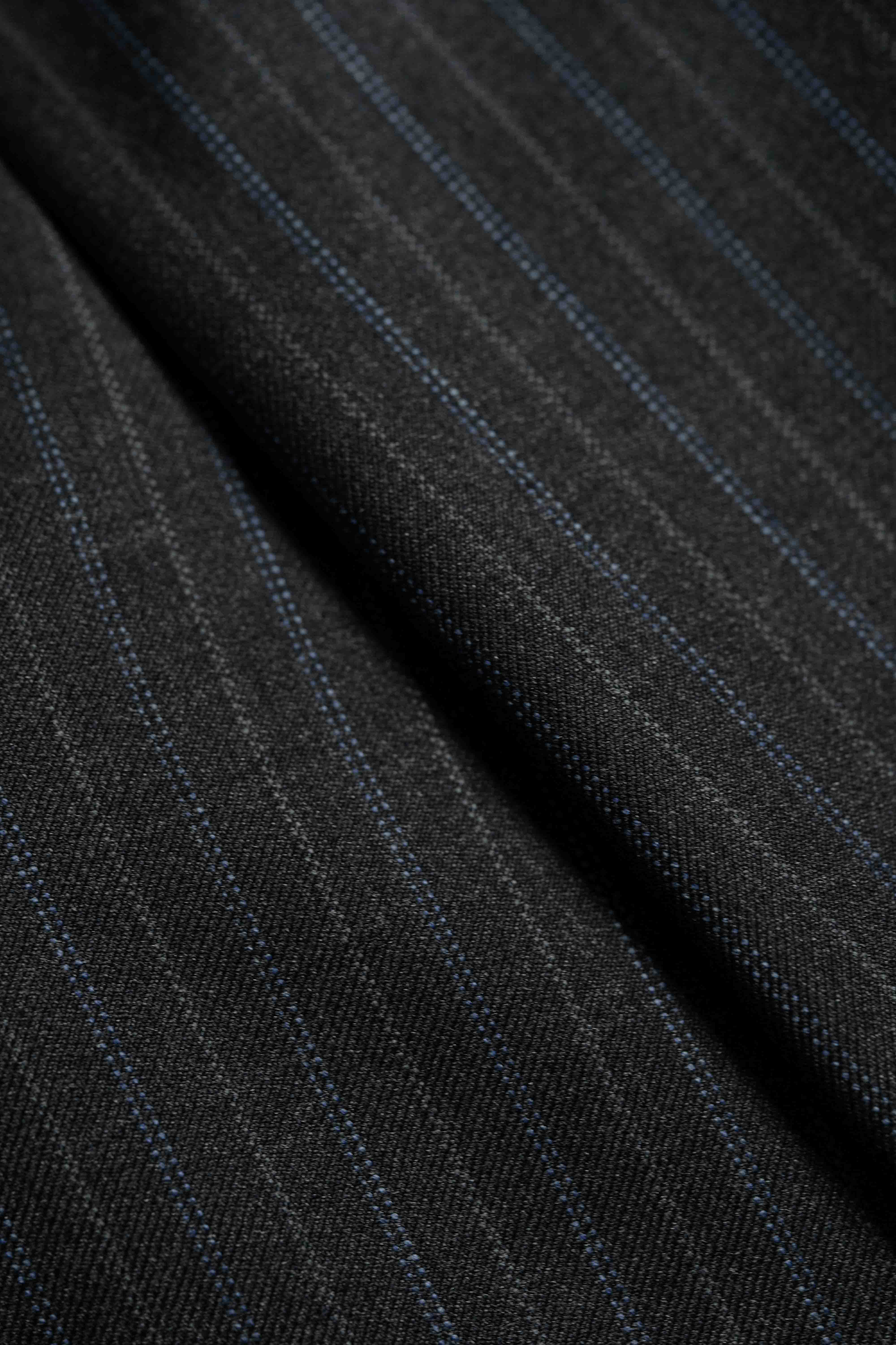 Reda Charcoal Blue Stripe Wool Suit Fabric (V23619) -3m