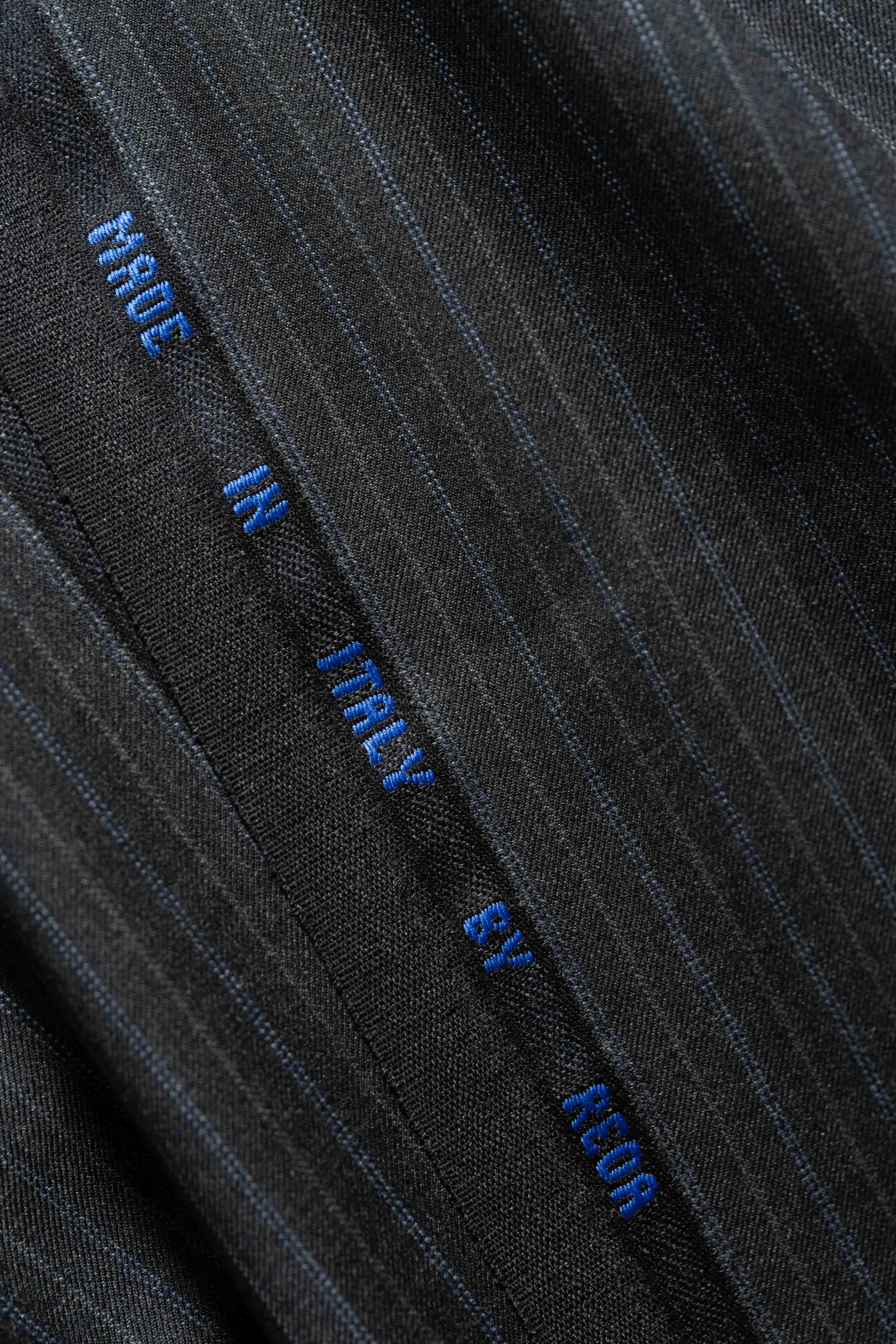Reda Charcoal Blue Stripe Wool Suit Fabric (V23619) -3m