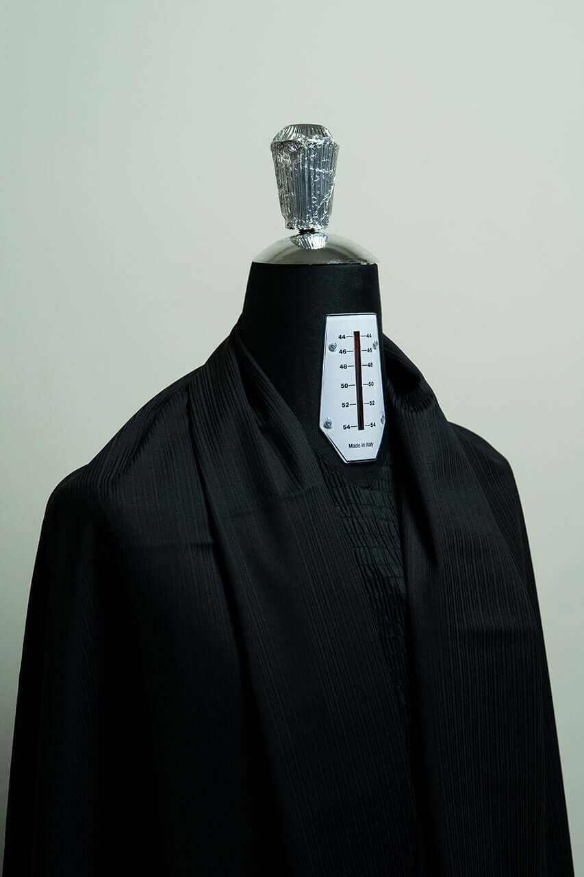 Marzoni Black Herringbone Wool Suit Fabric (V23664) -3m - Yoo's Club