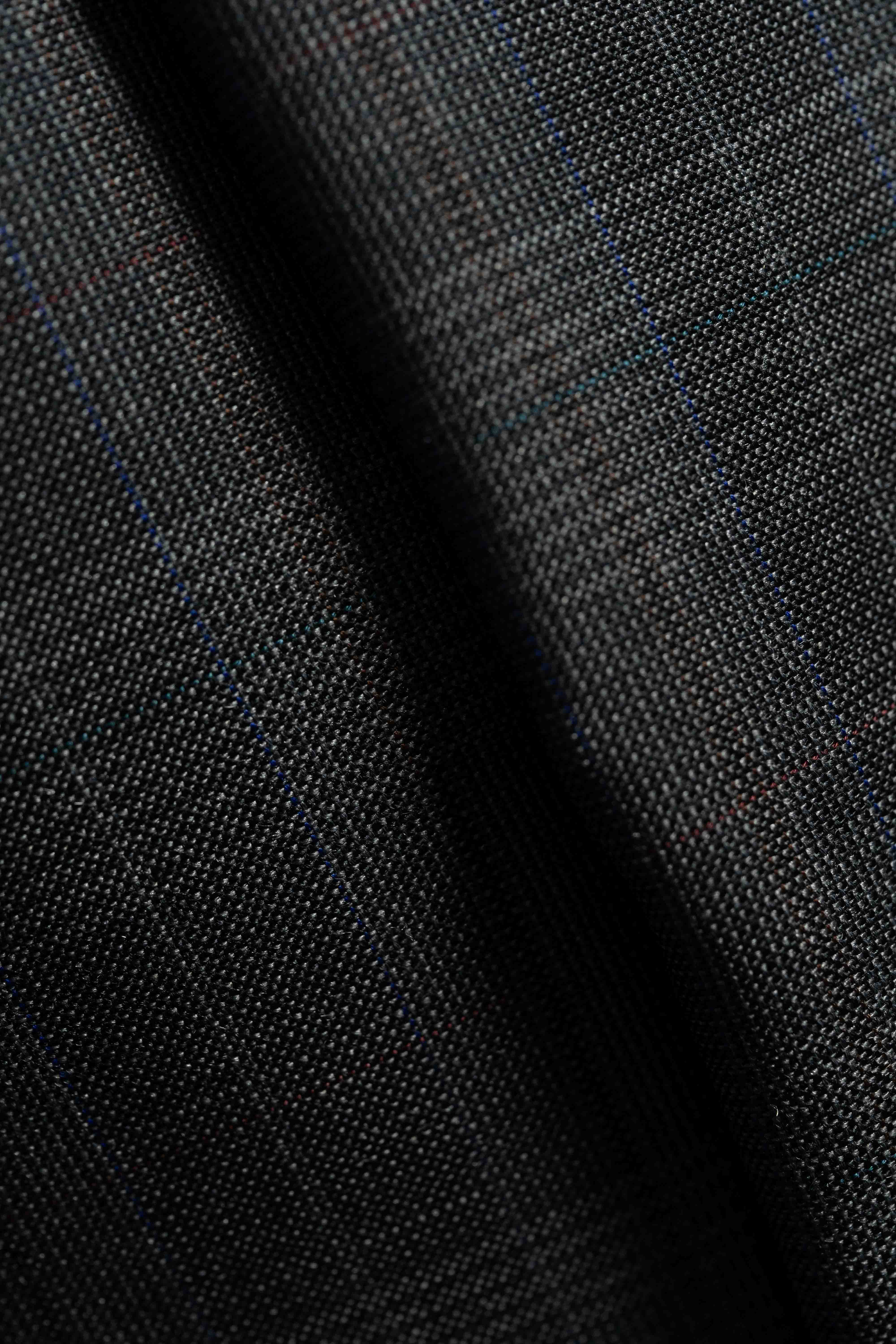 Grey Check Silk and Kid Mohair Suit Fabric (V23634) -3m