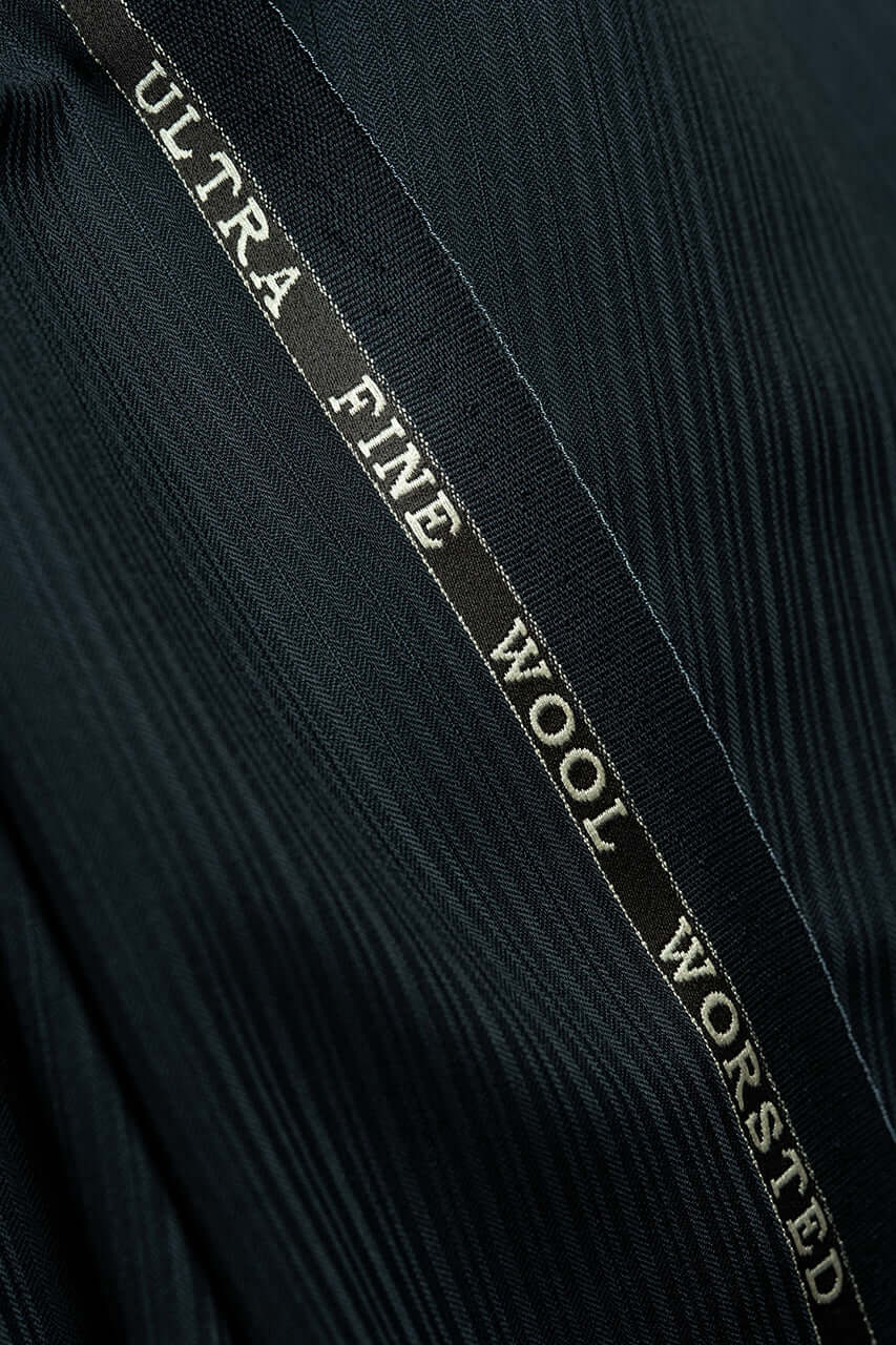 Marzoni Black Herringbone Wool Suit Fabric (V23664) -3m - Yoo's Club
