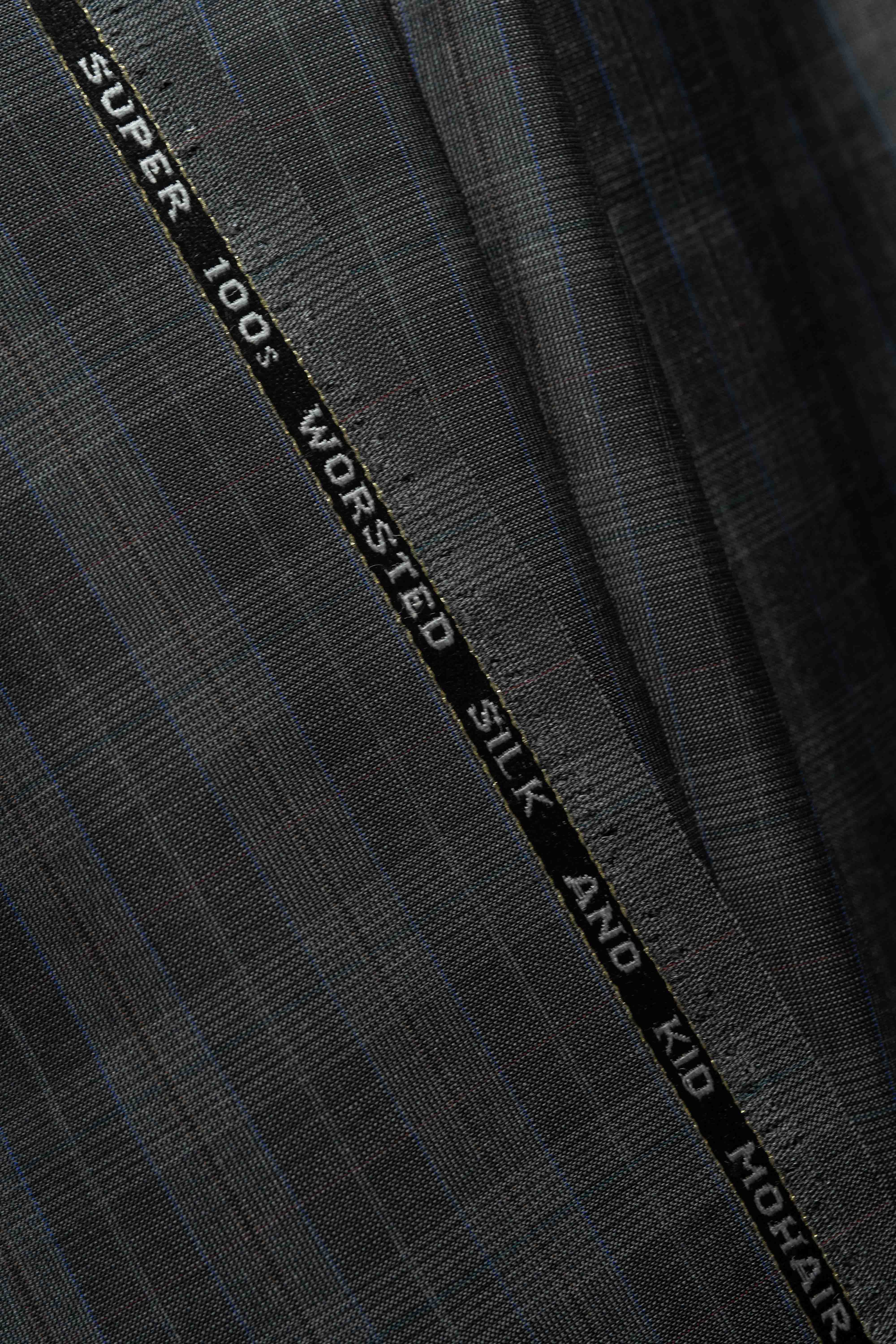 Grey Check Silk and Kid Mohair Suit Fabric (V23634) -3m