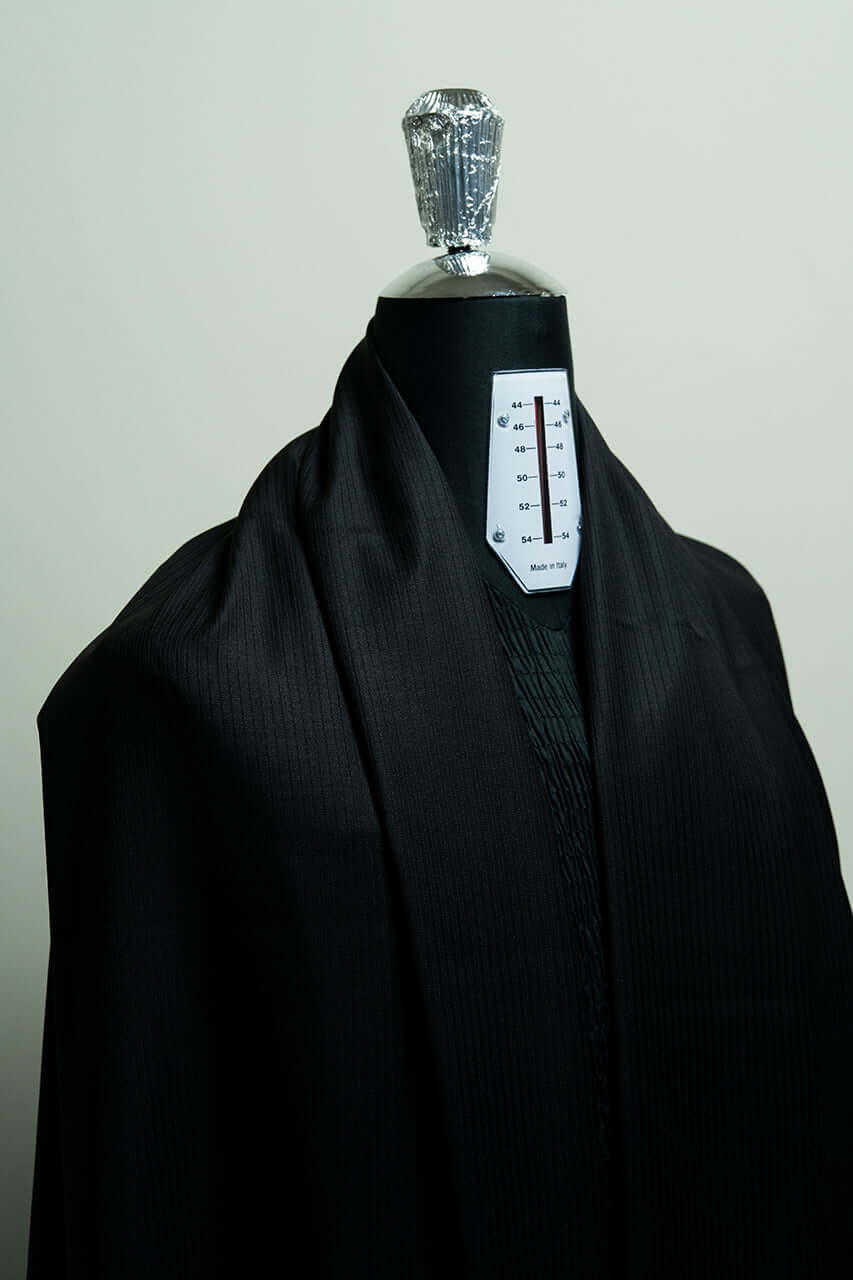 Marzoni Black Stripe Wool Suit Fabric (V23328) -3m - Yoo's Club