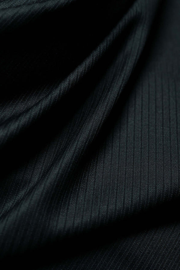 Marzoni Black Stripe Wool Suit Fabric (V23328) -3m