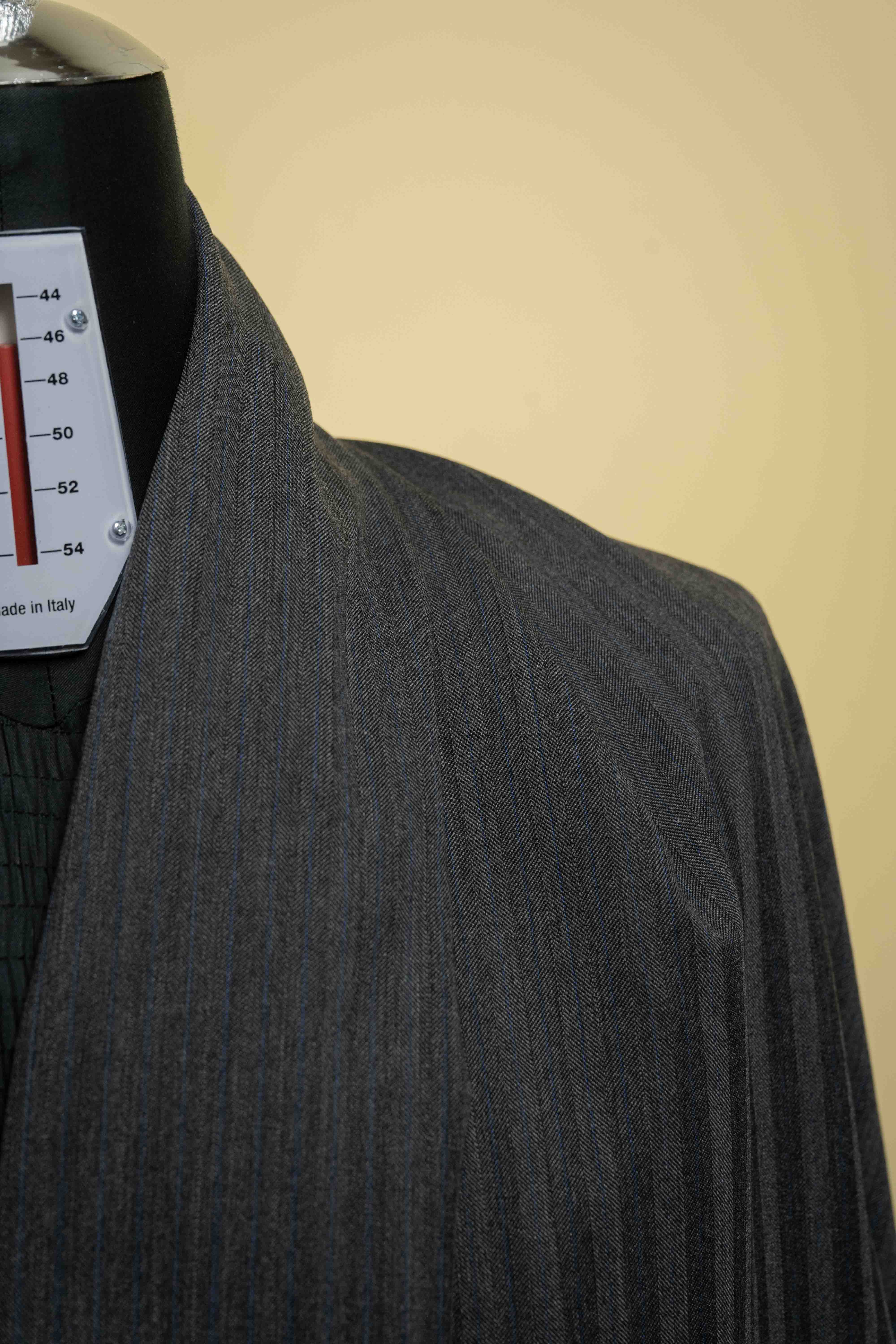 Charcoal Blue Herringbone Cashmere and Mink Suit Fabric