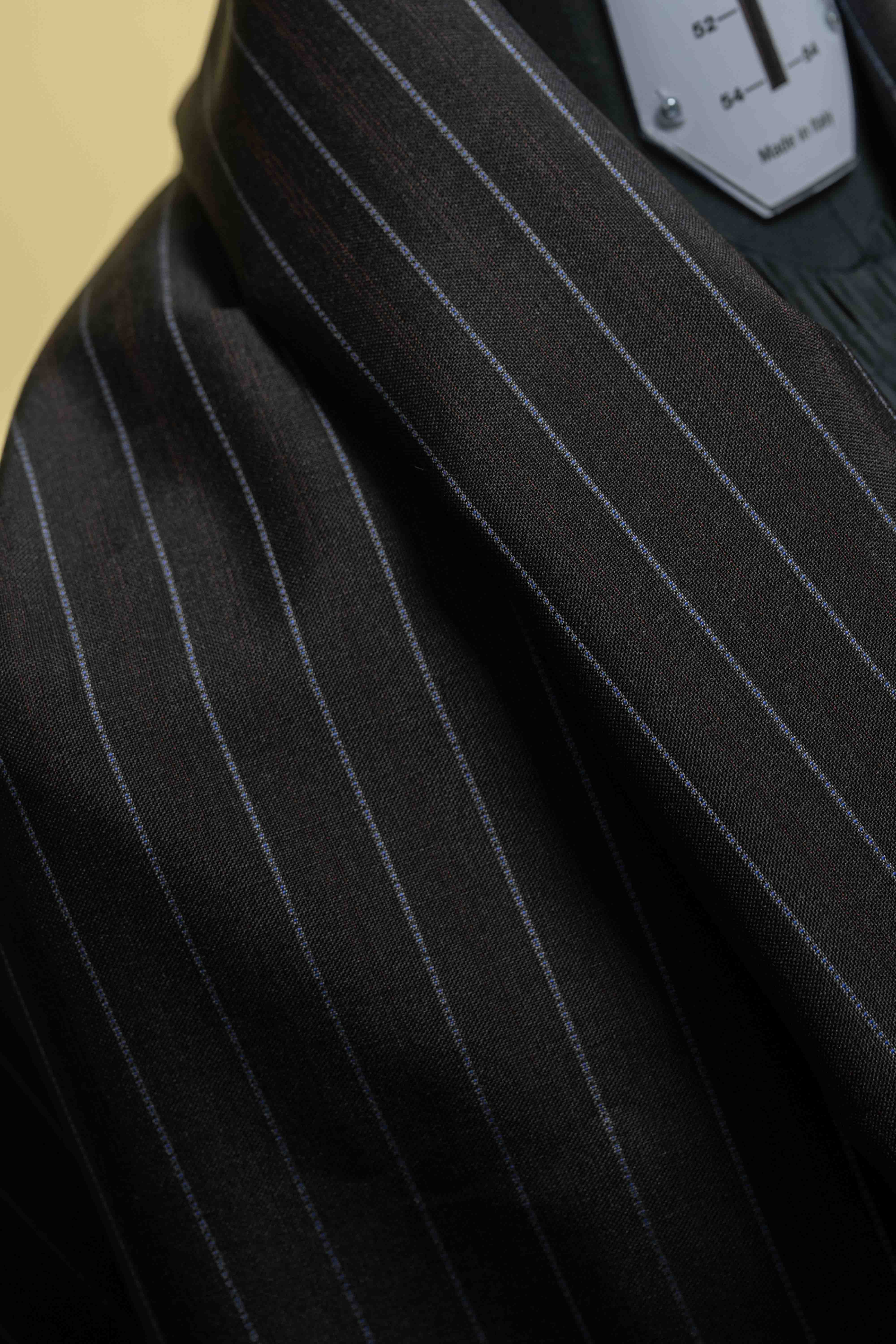 Black Blue Stripe Wool Kid Mohair Suit Fabric (V23635) -3m