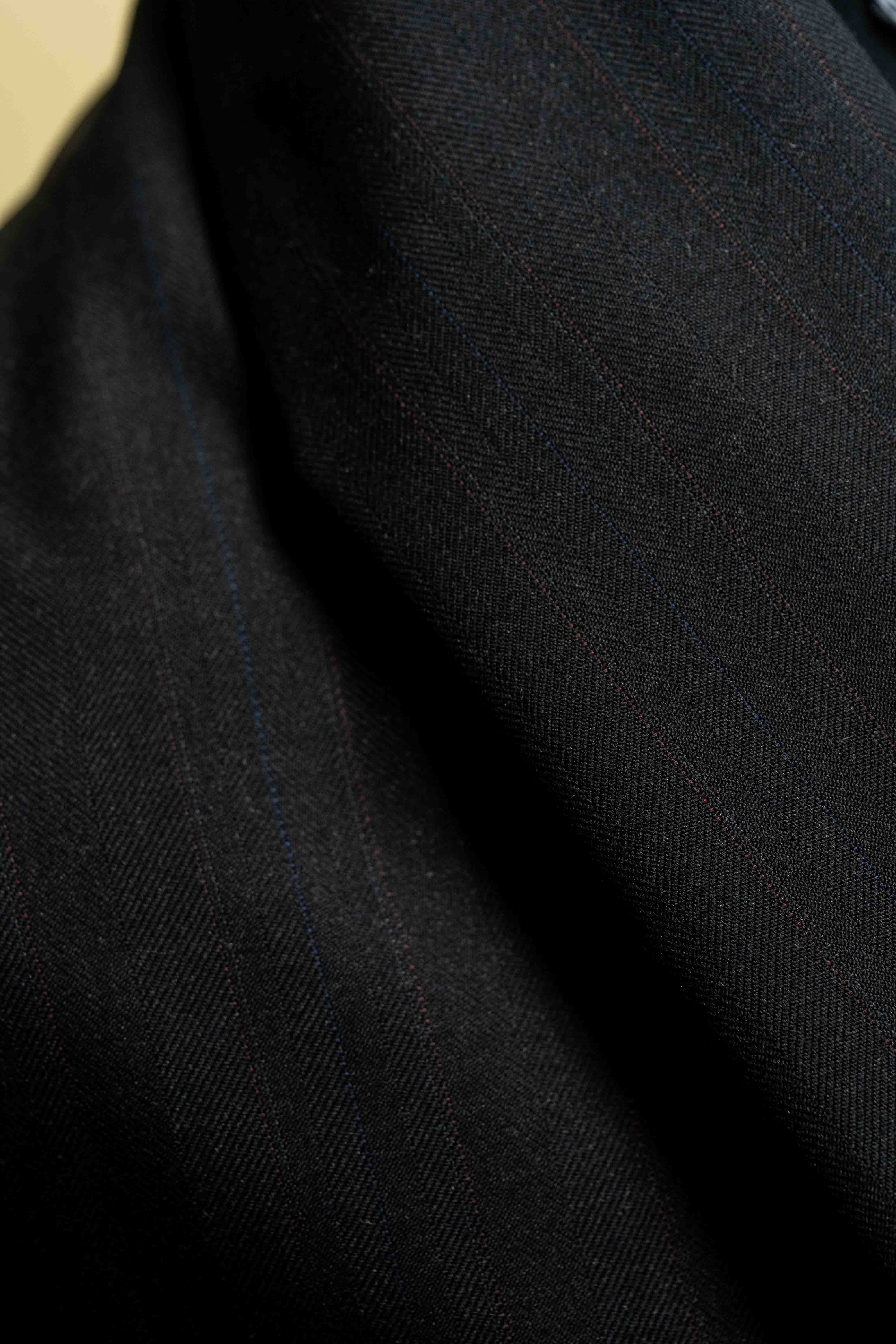 Black Red Herringbone Vicuna Cashmere Wool Suit Fabric