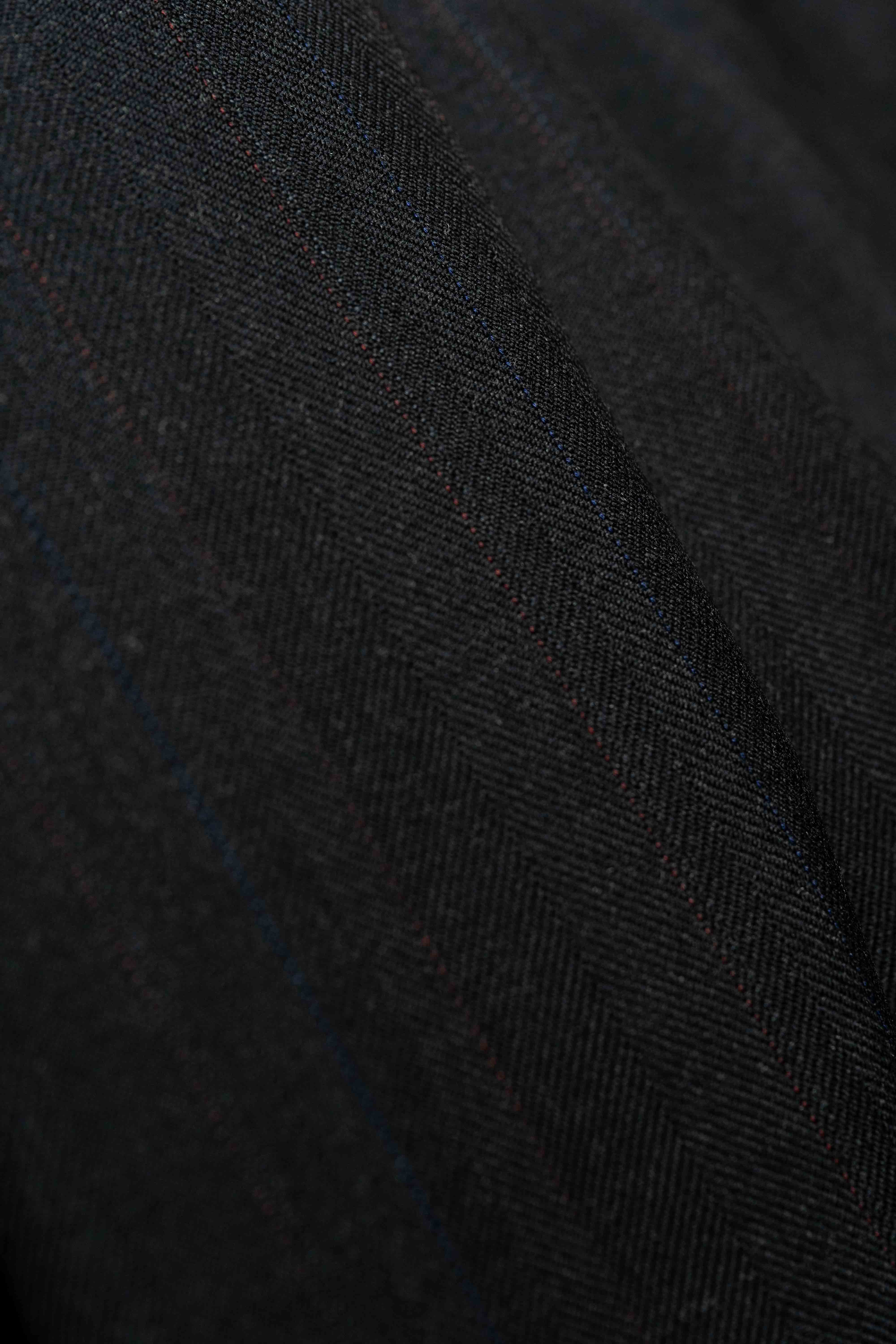 Black Red Herringbone Vicuna Cashmere Wool Suit Fabric