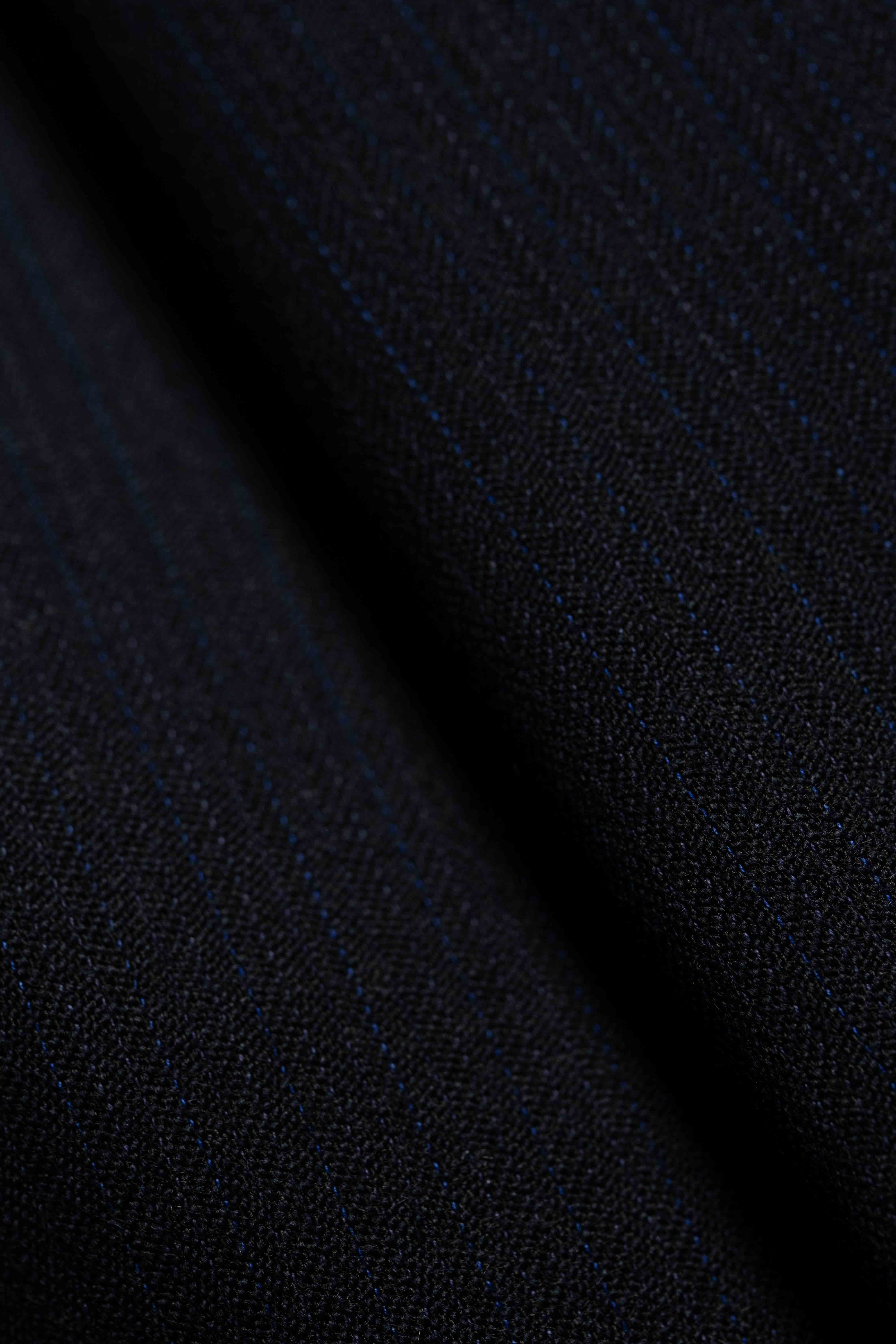 Dark Navy Stripe Vicuna Cashmere Suit Fabric (V23058) -2.6m - Yoo's Club
