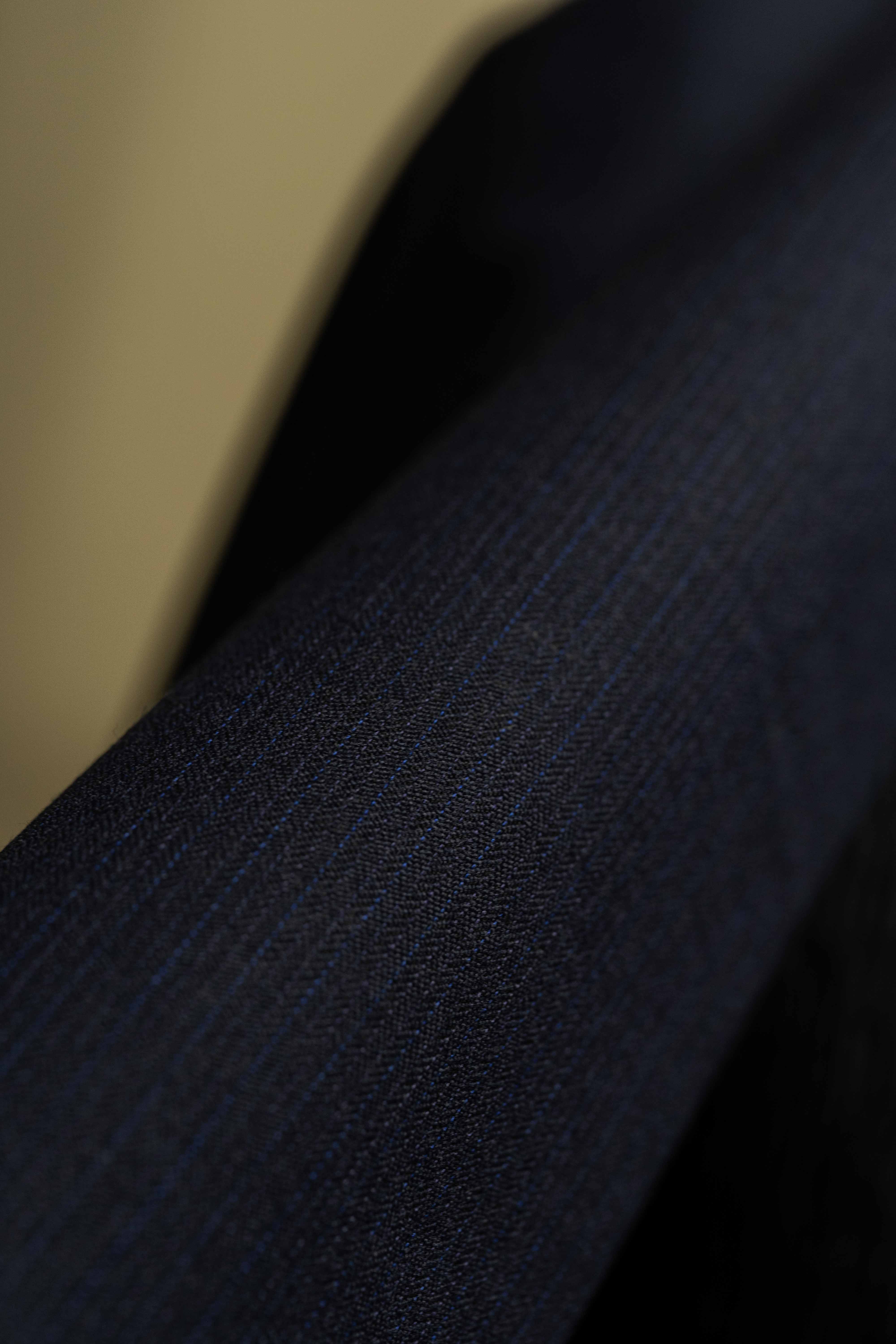 Dark Navy Stripe Vicuna Cashmere Suit Fabric (V23058) -2.6m - Yoo's Club