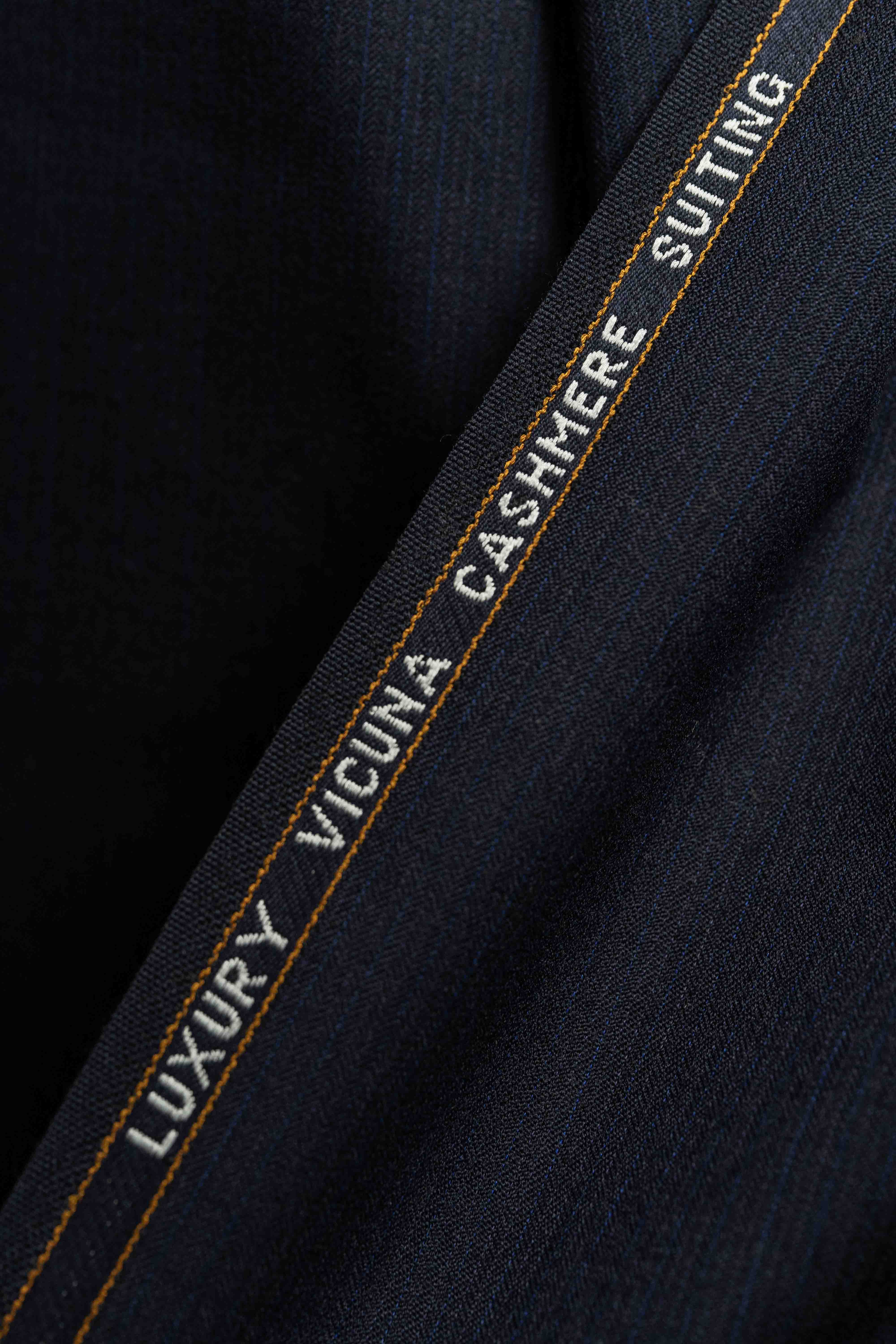 Dark Navy Stripe Vicuna Cashmere Suit Fabric (V23058) -2.6m - Yoo's Club