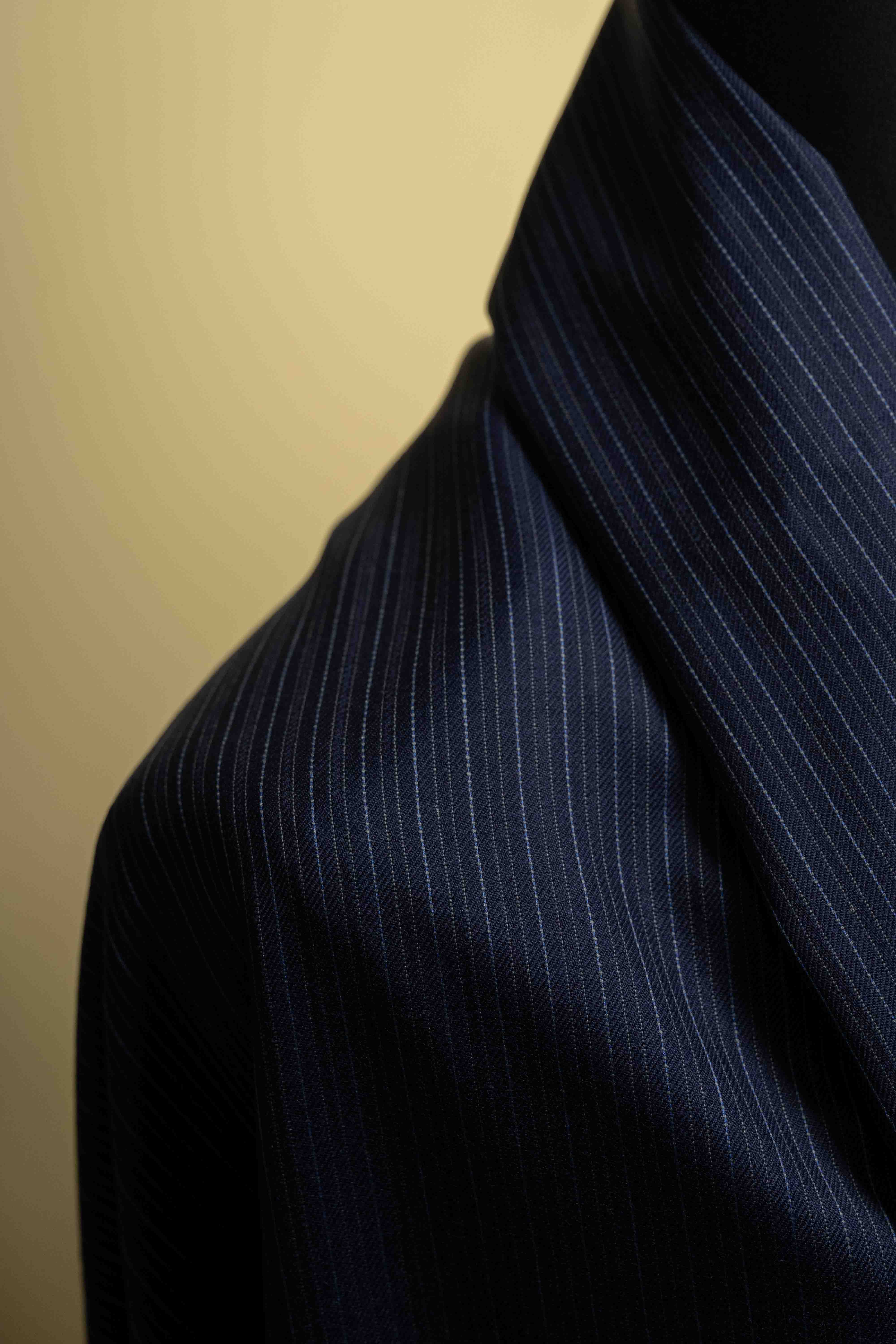 Scabal Blue Stripe Wool Suit Fabric