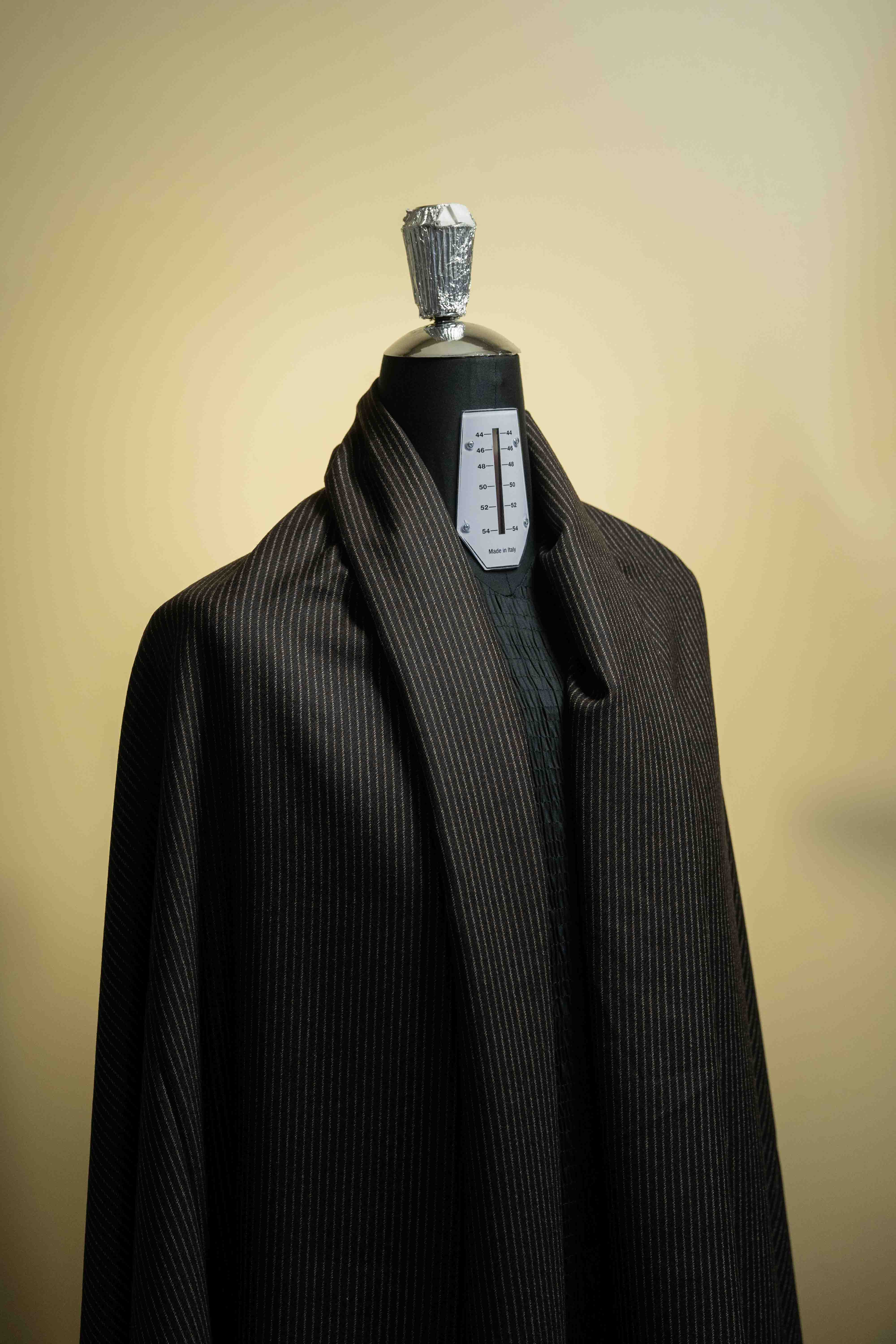 Coffee Stripe Wool Suit Fabric (V23452) -3.4m