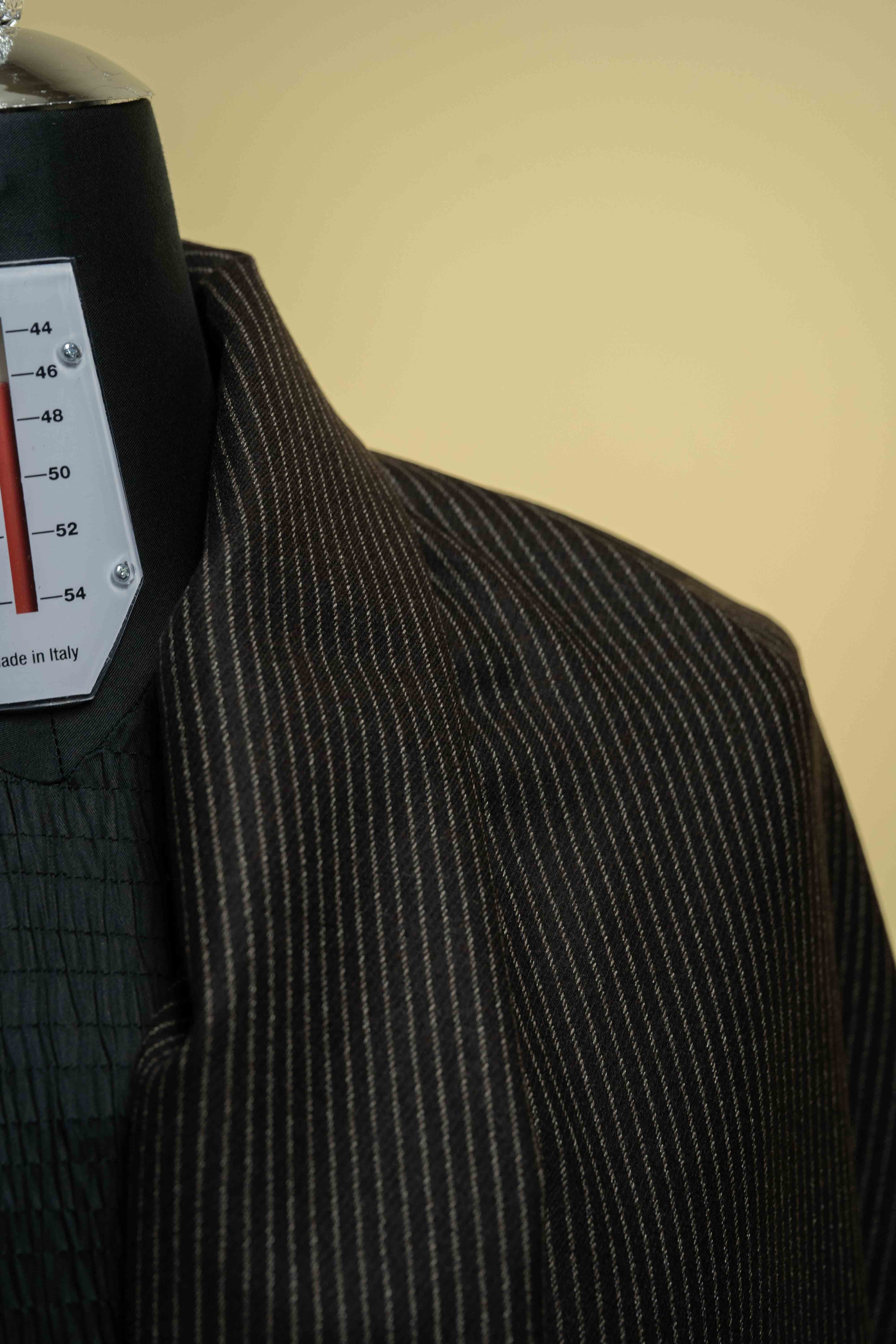 Coffee Stripe Wool Suit Fabric