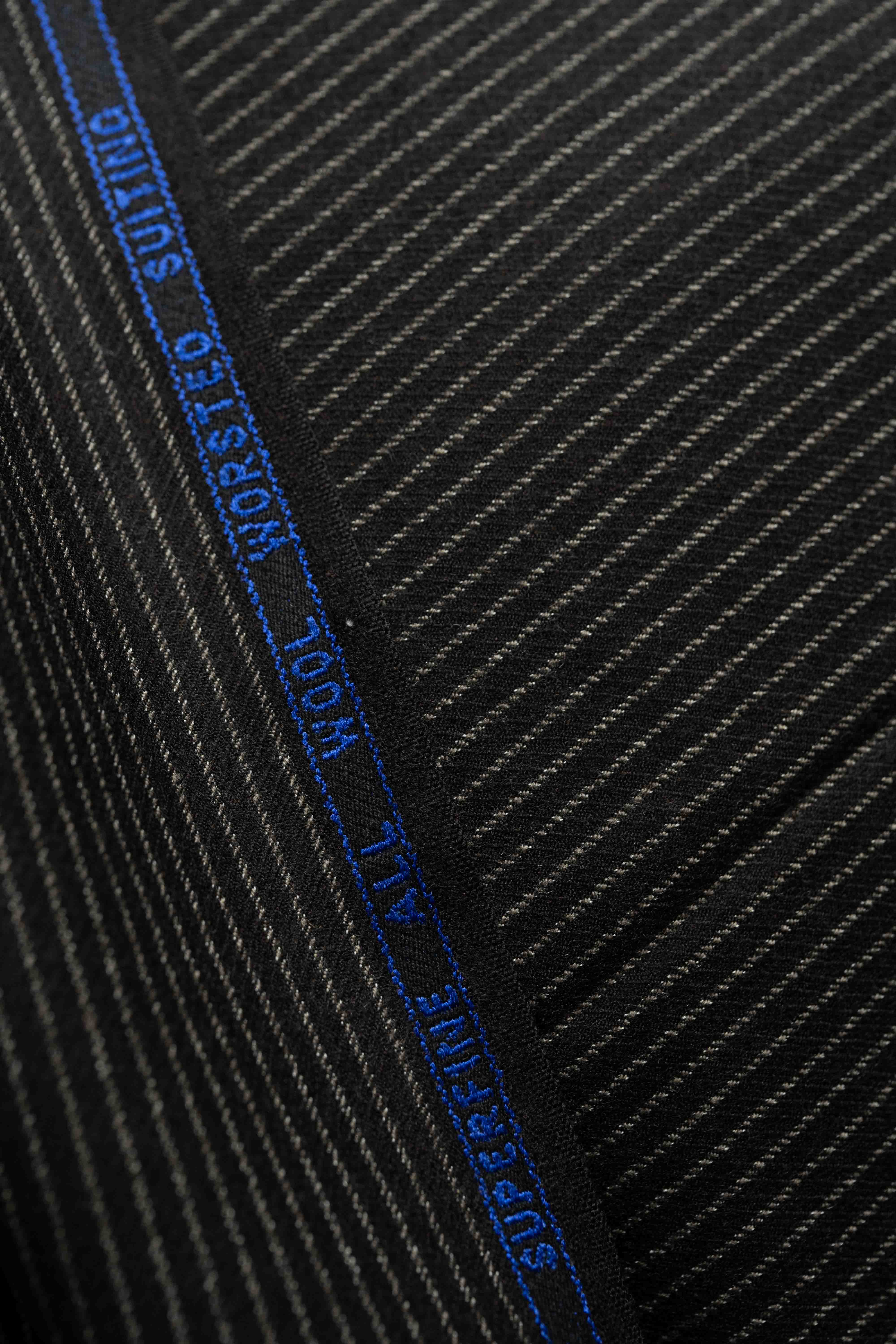 Coffee Stripe Wool Suit Fabric