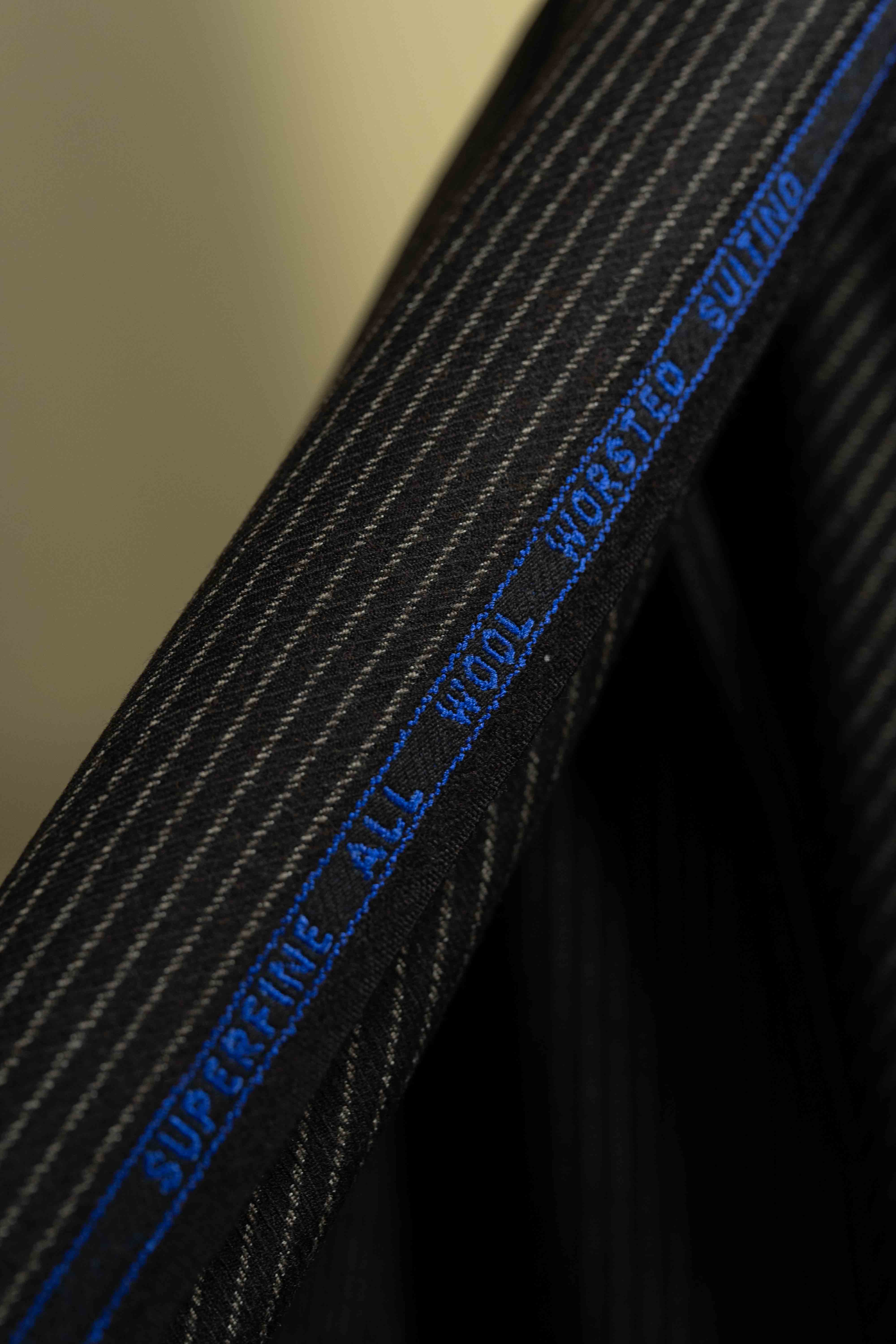 Coffee Stripe Wool Suit Fabric