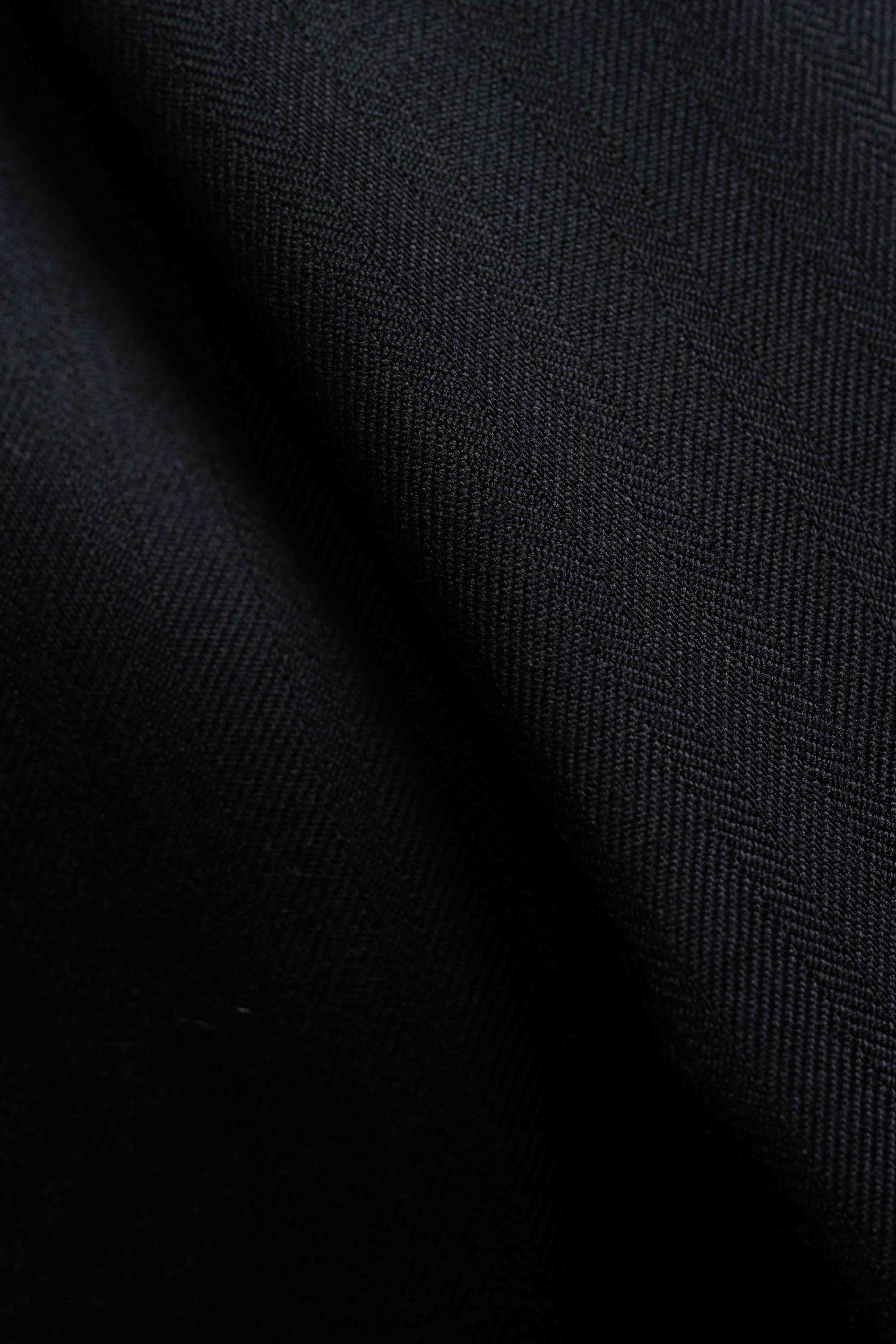 Dark Navy Herringbone 130's Mink Cashmere Suit Fabric (V23431) -3m - Yoo's Club
