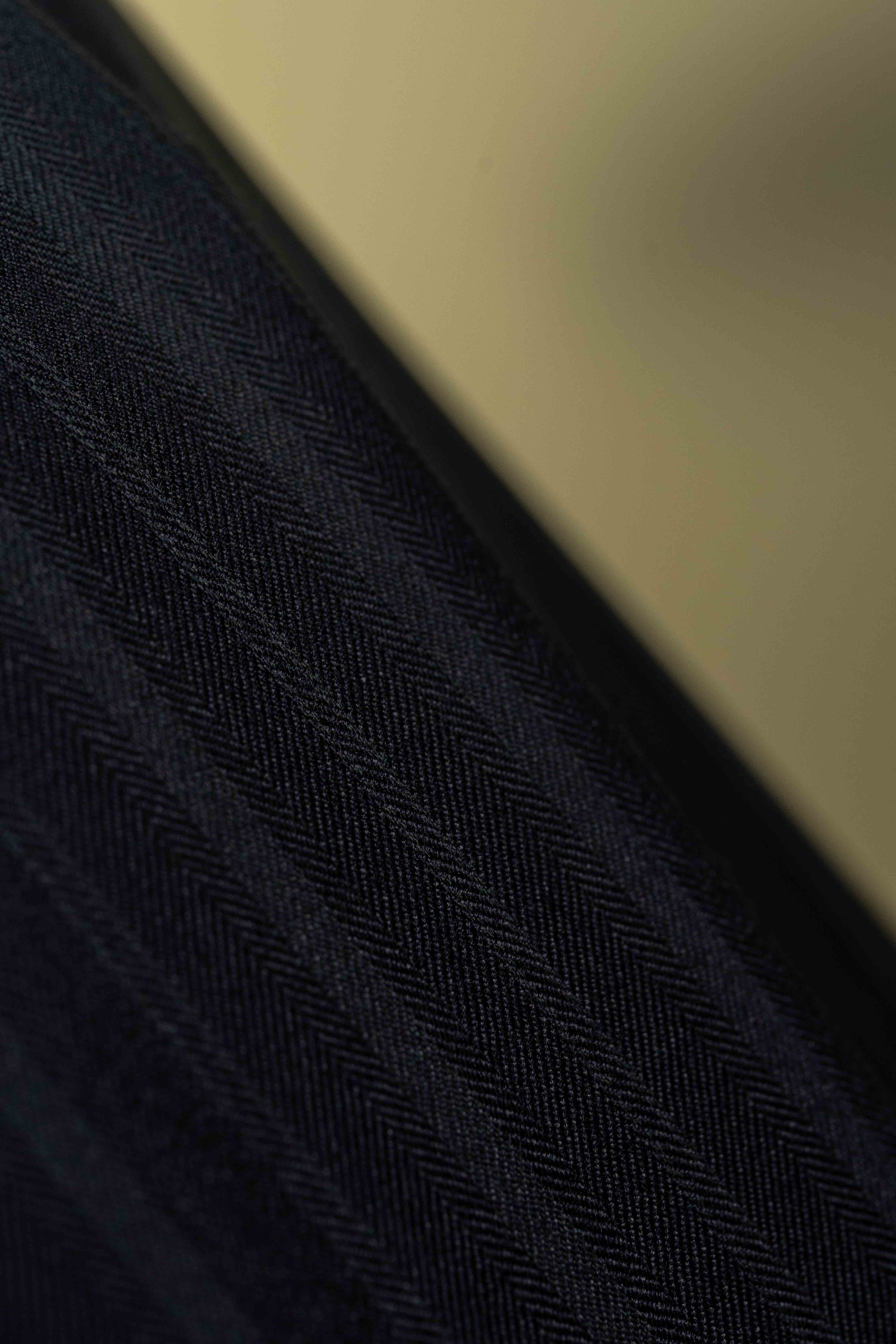 Dark Navy Herringbone 130's Mink Cashmere Suit Fabric (V23431) -3m - Yoo's Club