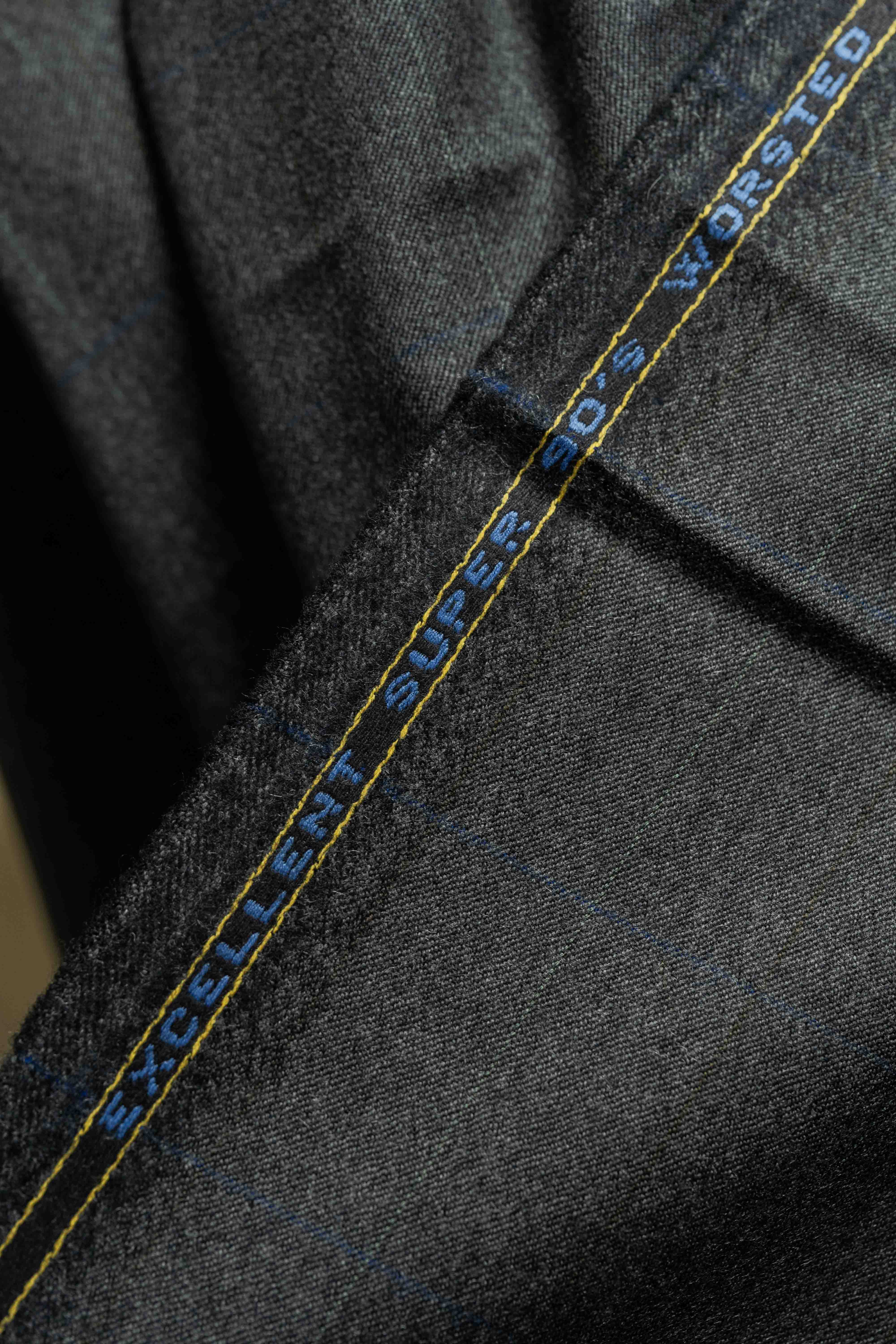 Marzotto Charcoal 90's Wool Suit Fabric