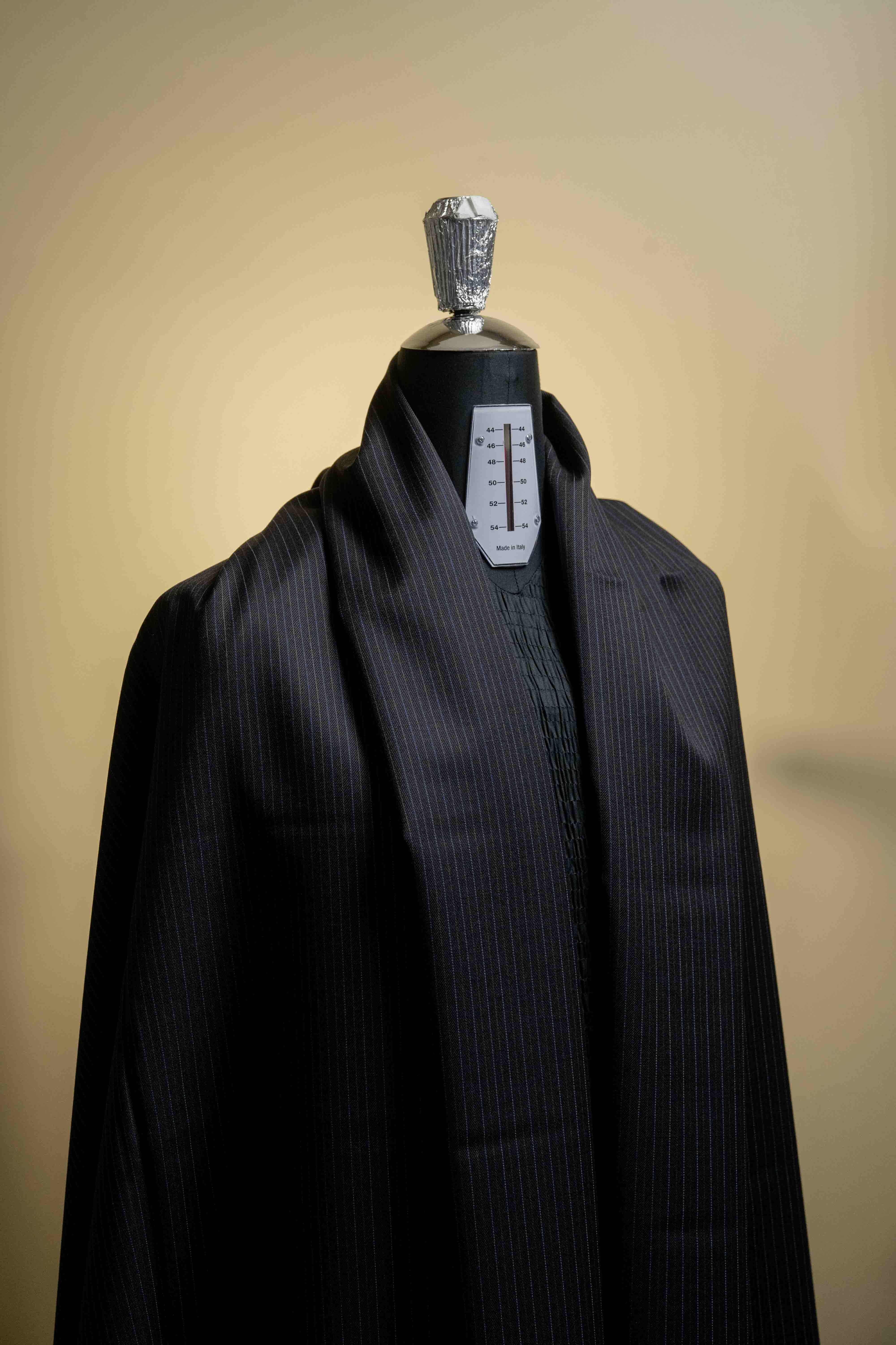 Black Blue Stripe Wool Suit Fabric (V20571) -3.1m - Yoo's Club