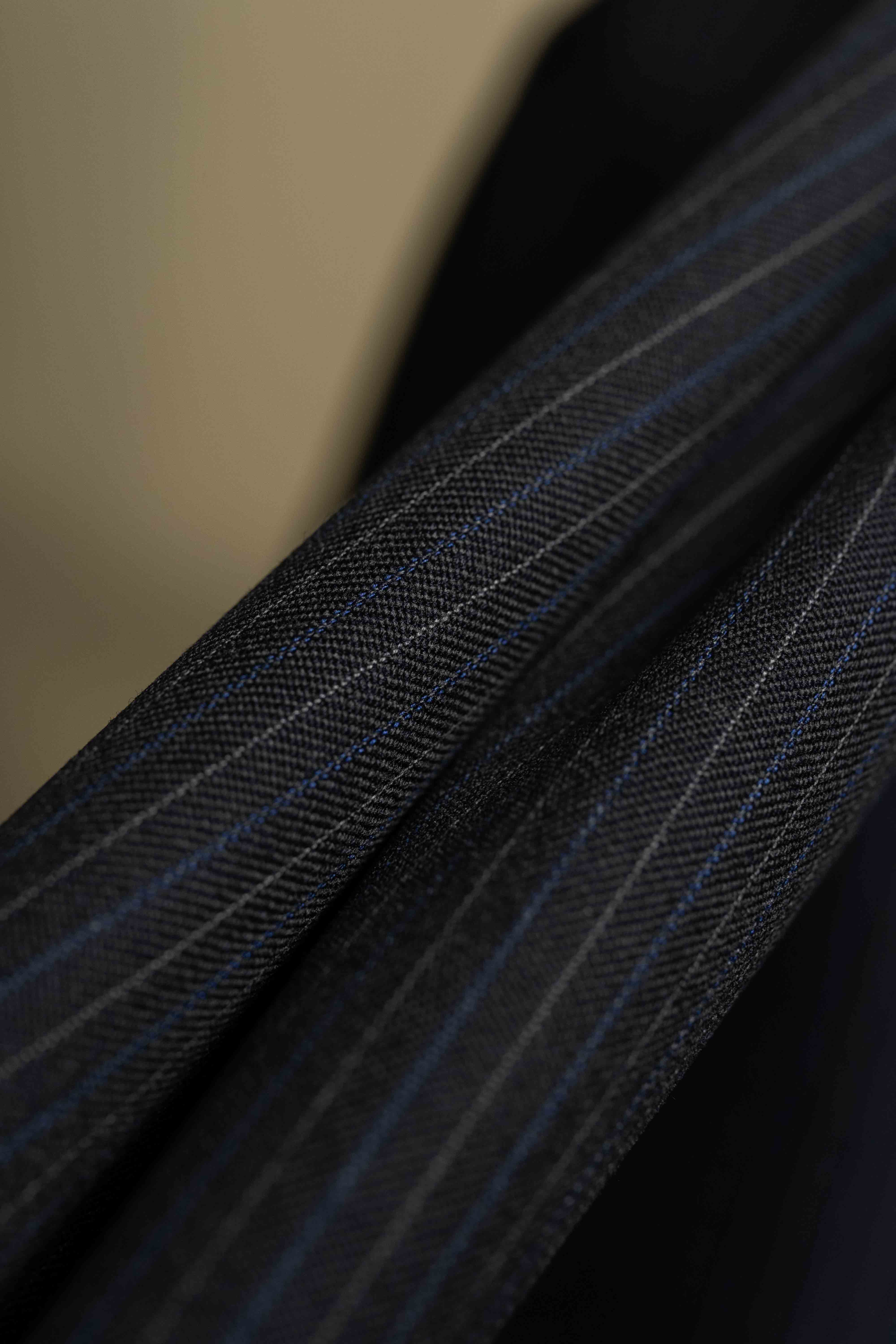 Black Blue Stripe Wool Suit Fabric (V20571) -3.1m - Yoo's Club