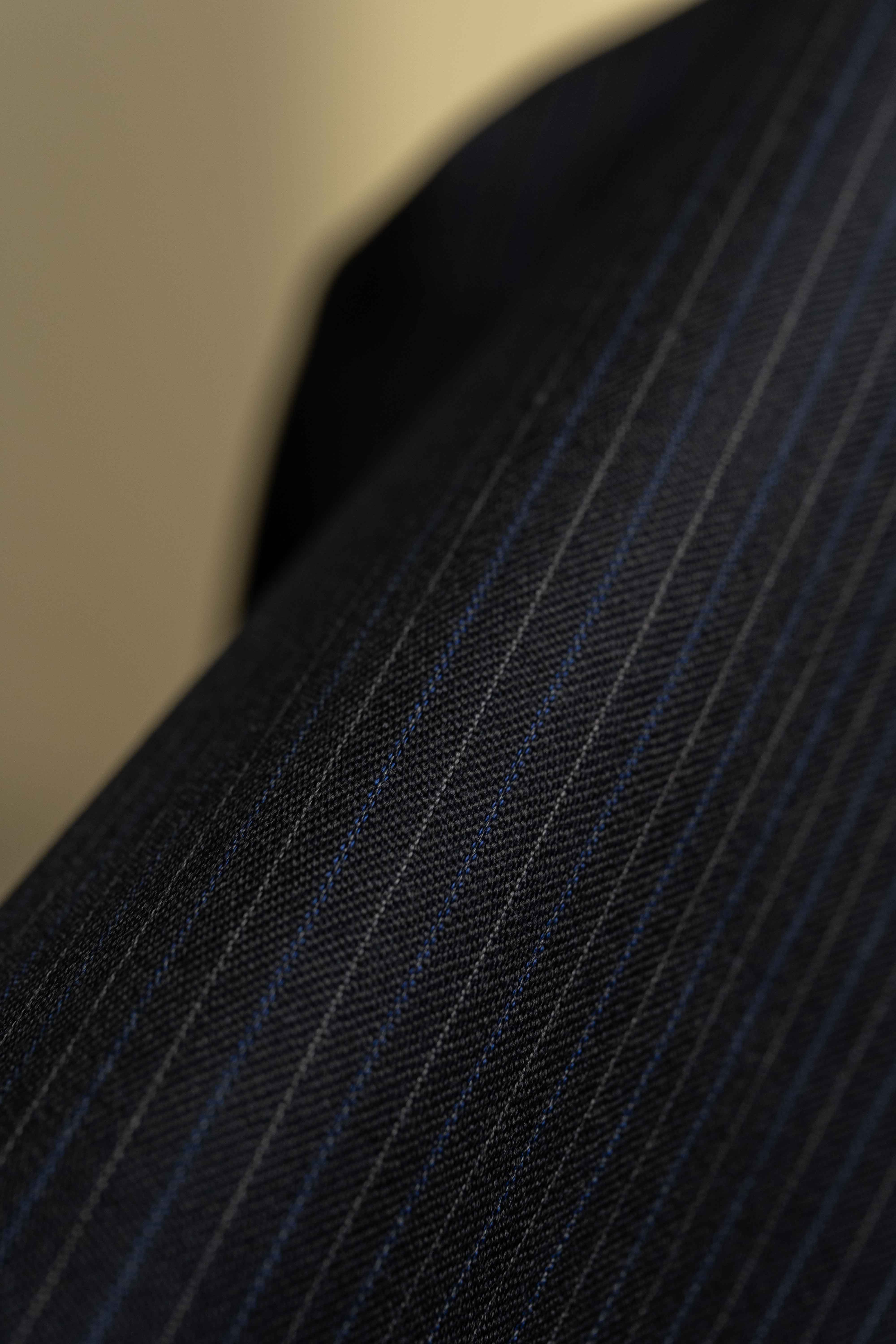 Black Blue Stripe Wool Suit Fabric (V20571) -3.1m - Yoo's Club