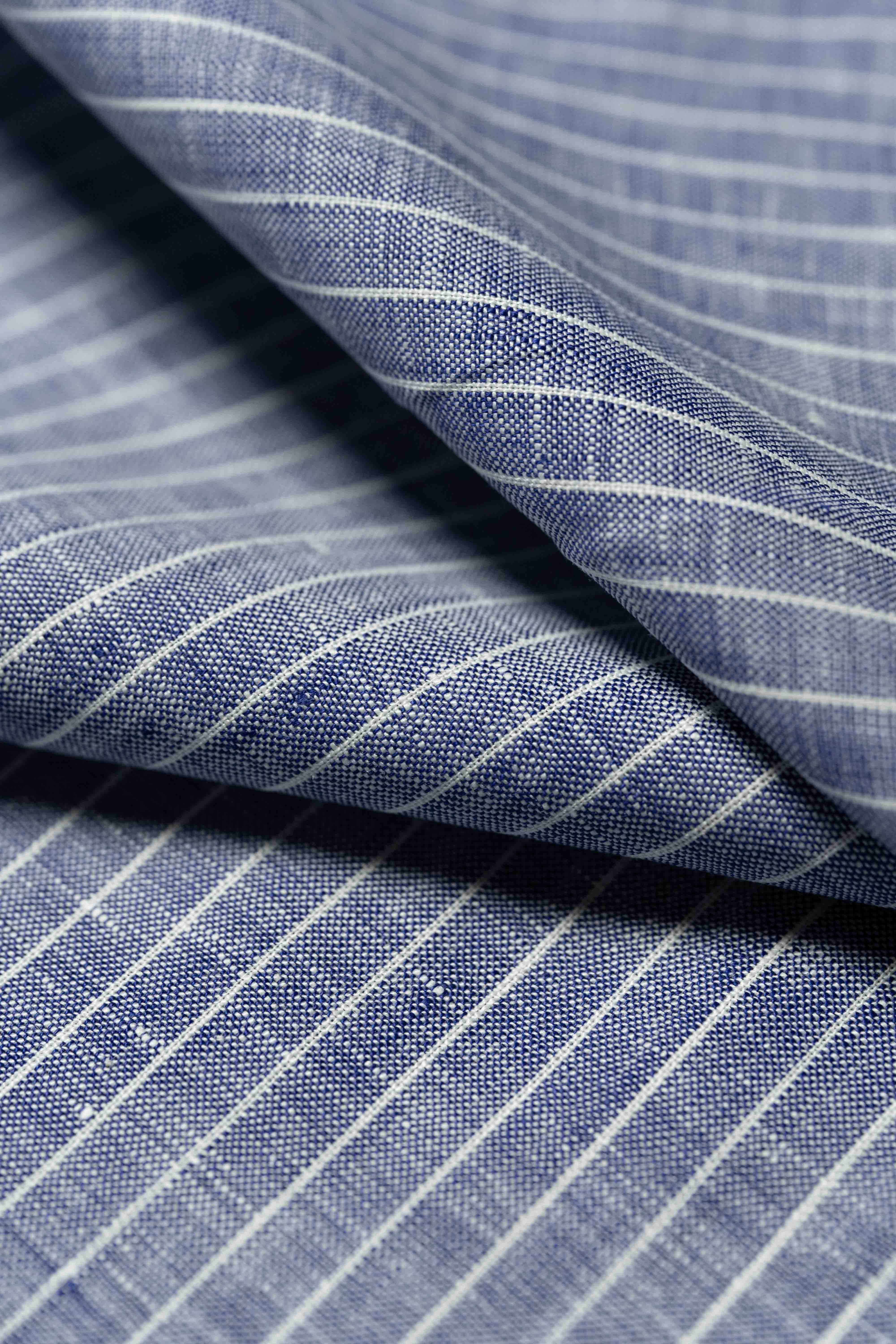 Blue Stripe Linen Shirt Fabric