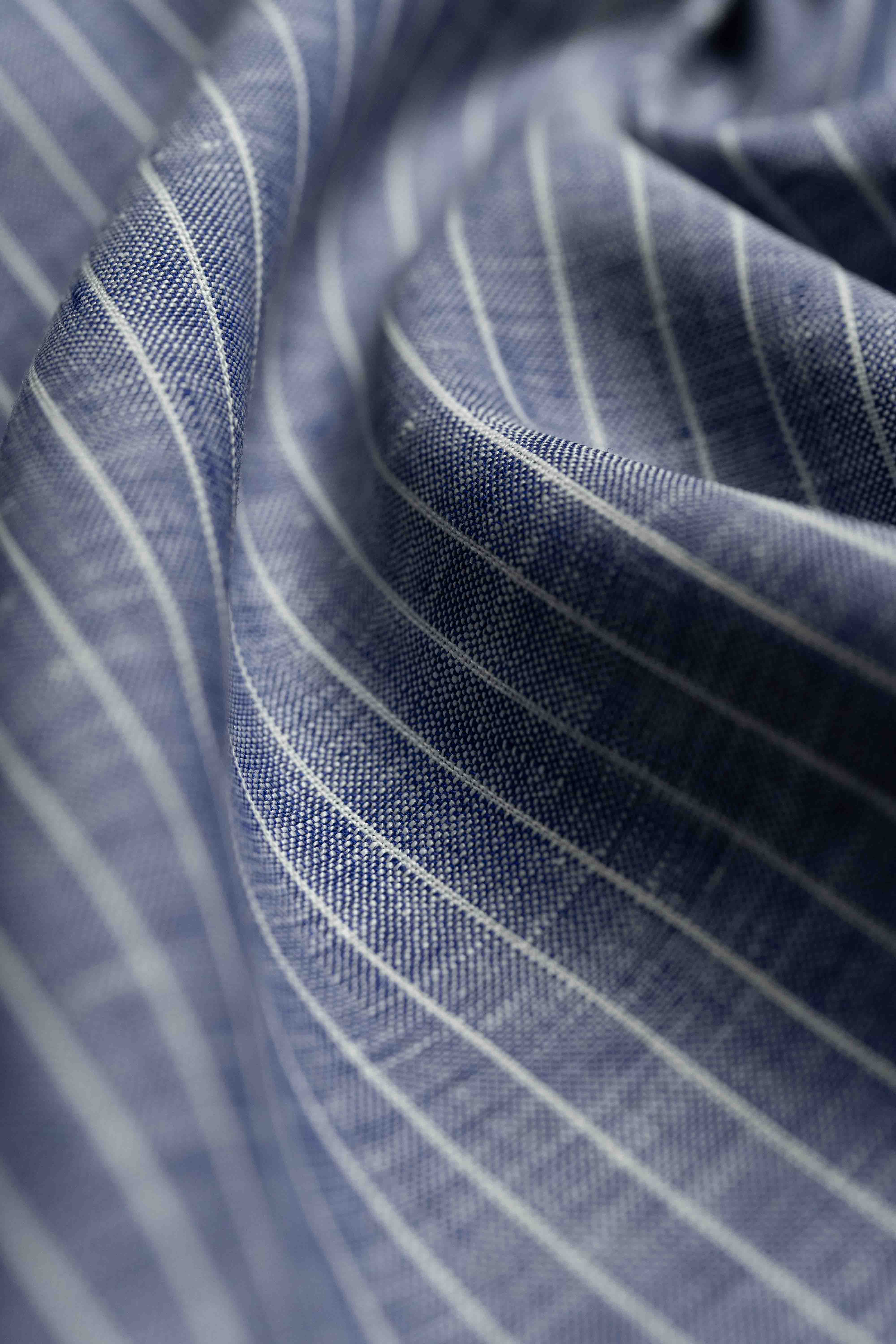 Blue Stripe Linen Shirt Fabric