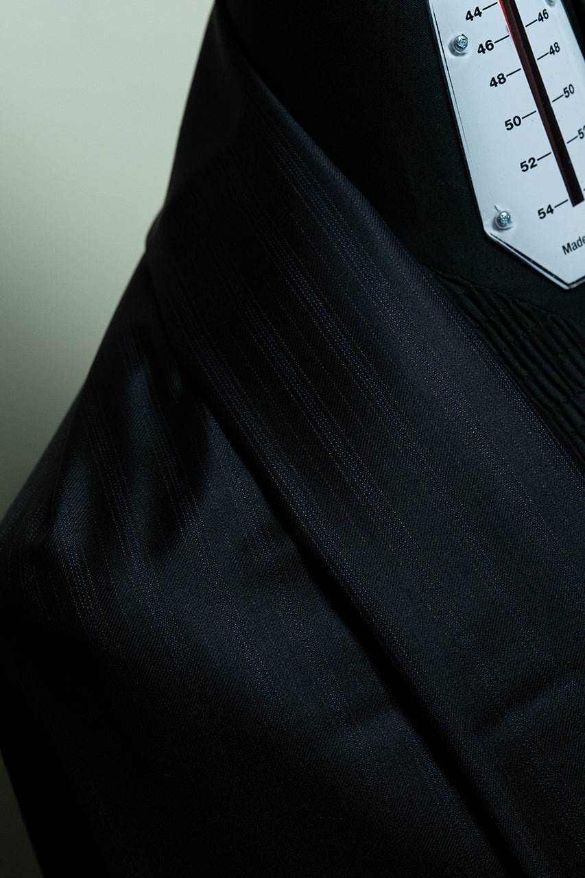 Marzoni Black Stripe Wool Suit Fabric (V23322) -2.7m - Yoo's Club