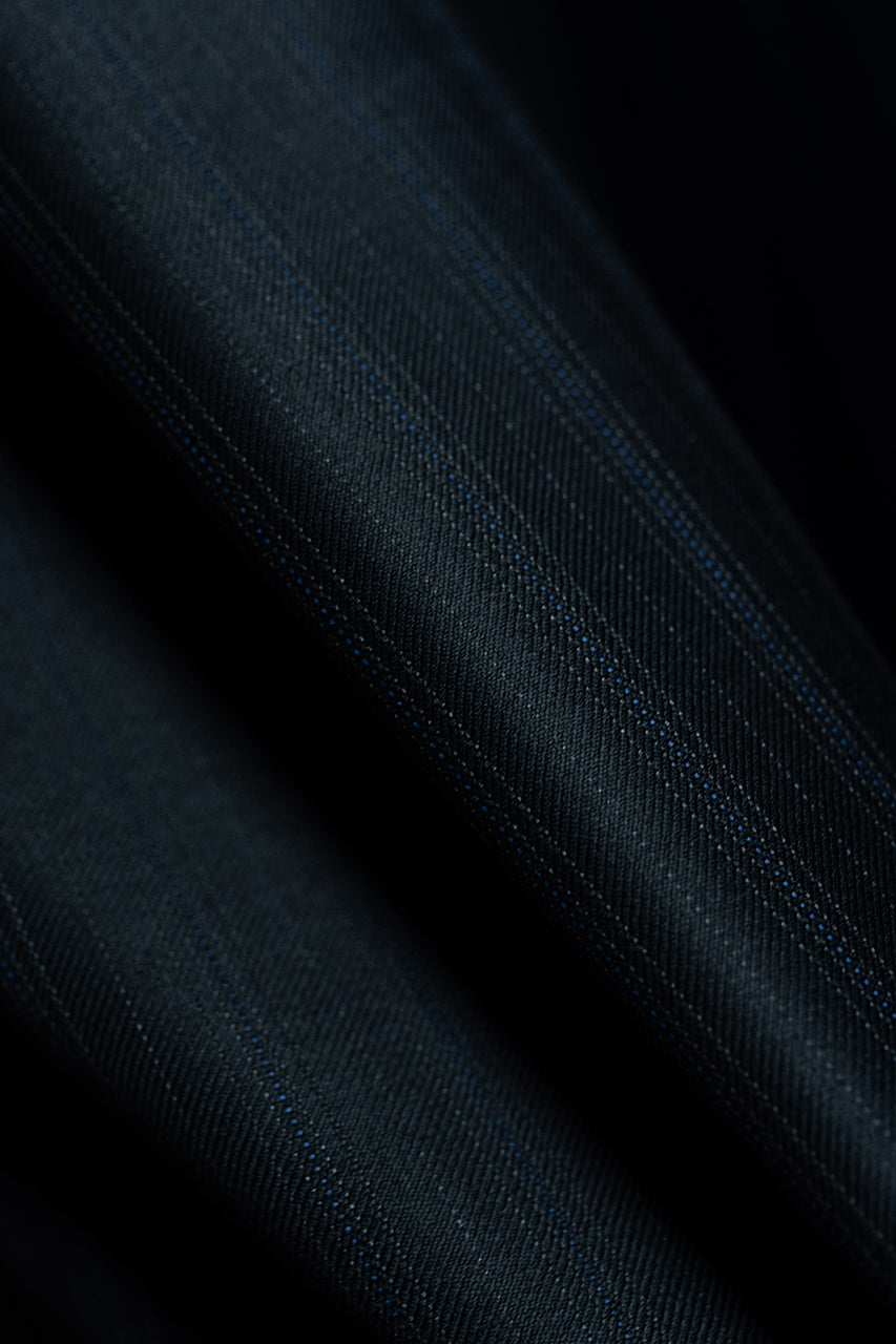 Marzoni Black Stripe Wool Suit Fabric (V23322) -2.7m - Yoo's Club