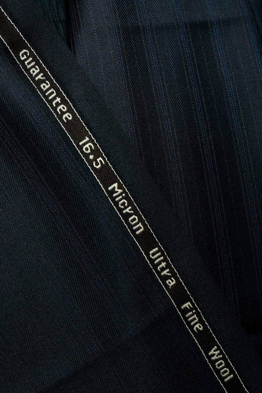 Marzoni Black Stripe Wool Suit Fabric (V23322) -2.7m - Yoo's Club