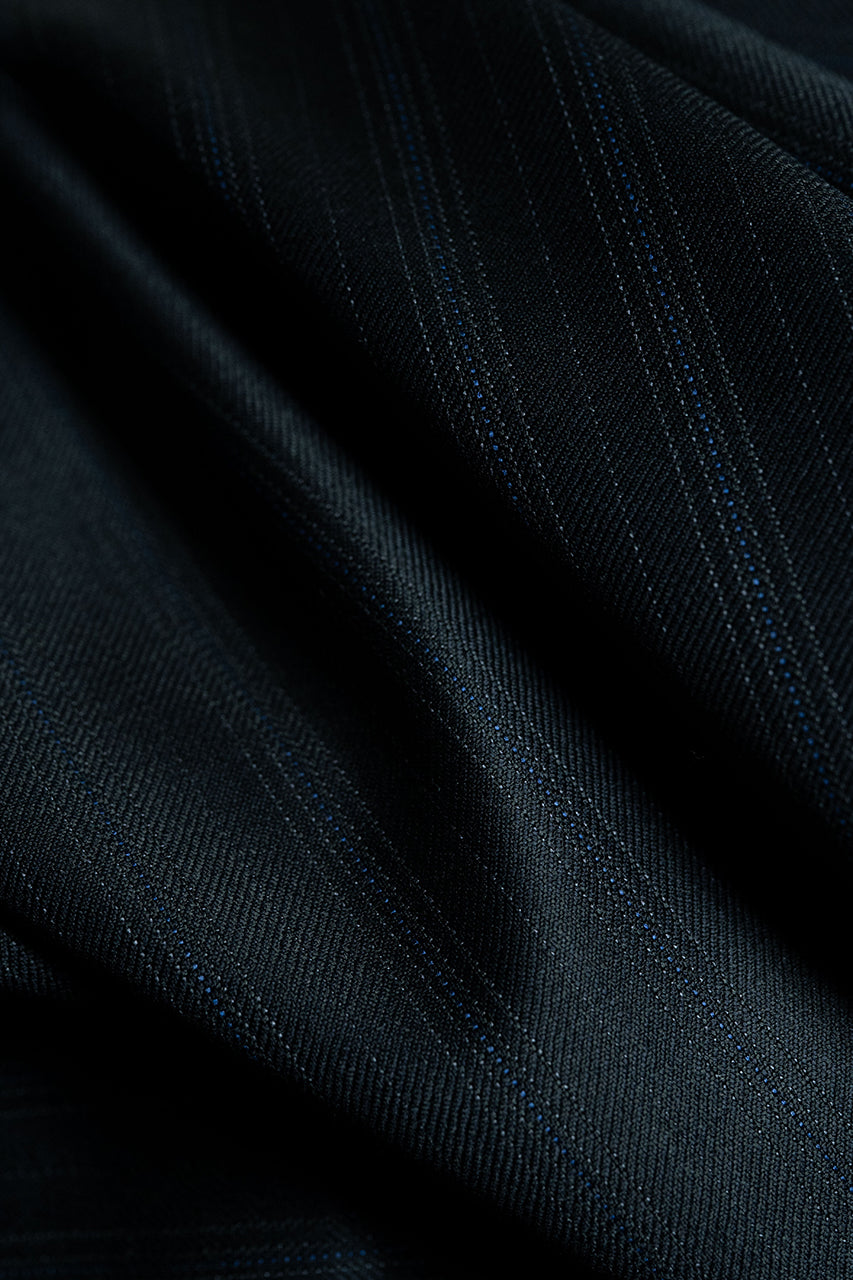 Marzoni Black Stripe Wool Suit Fabric (V23322) -2.7m - Yoo's Club