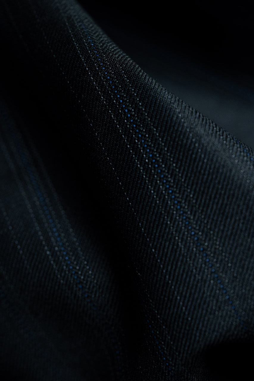 Marzoni Black Stripe Wool Suit Fabric (V23322) -2.7m - Yoo's Club