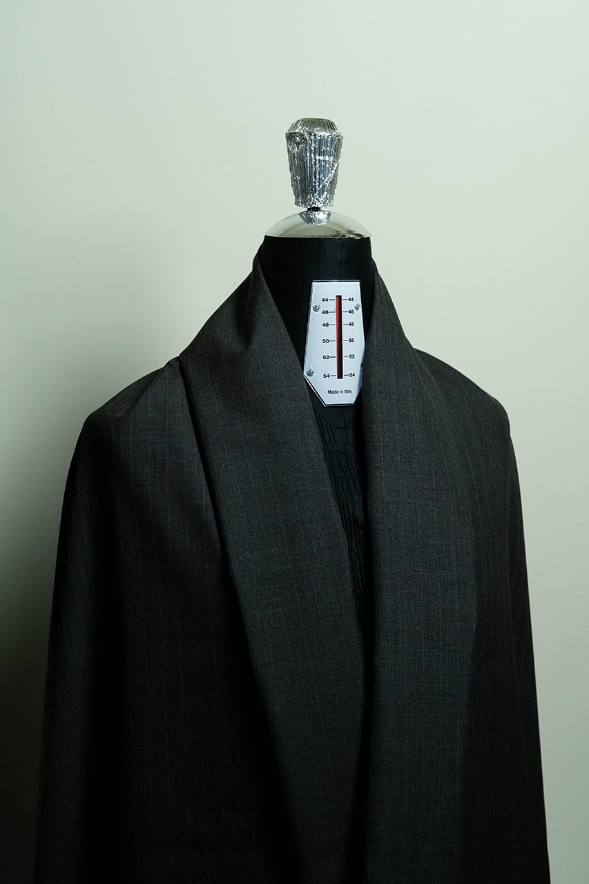 Charcoal Stripe Super 130's Wool & Cashmere Suit Fabric (V23393) -3m - Yoo's Club