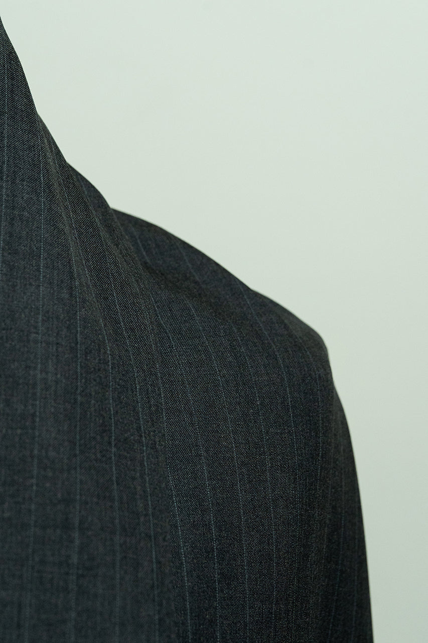 Charcoal Stripe Super 130's Wool & Cashmere Suit Fabric (V23393) -3m - Yoo's Club