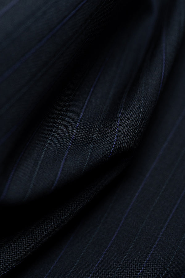 Lassiere Mills Black With Purple Stripe Super 150's & Cashmere Suit Fabric (30473)-3m