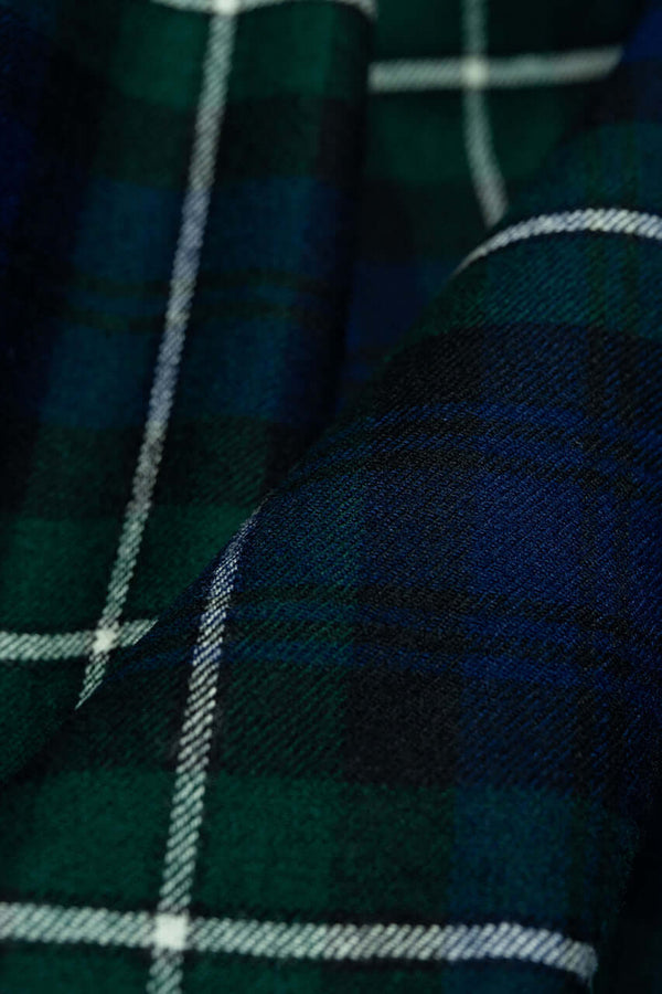 Green Fancy Check Wool Fabric (V23608) -3.8m