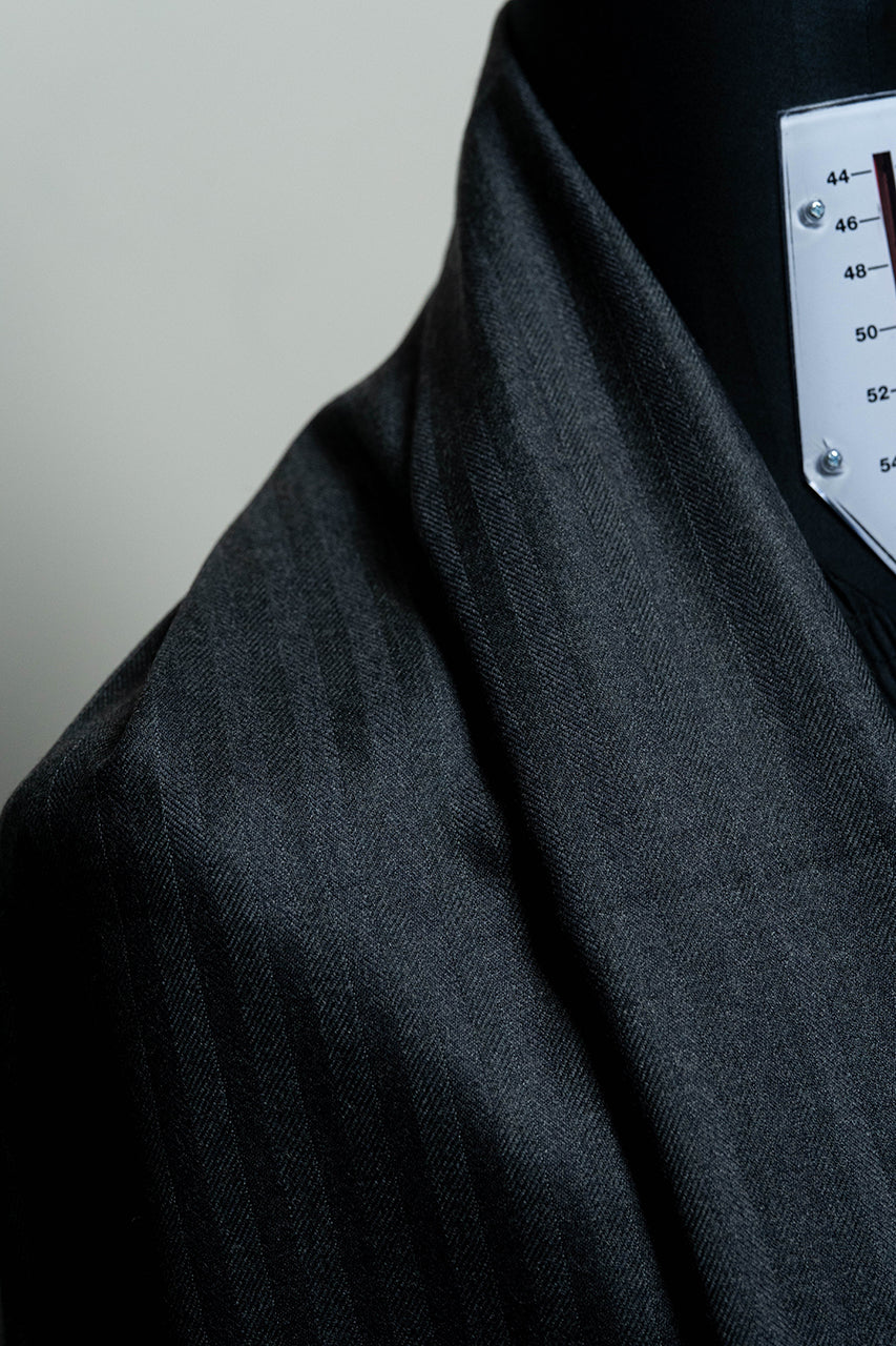 British Dark Grey Herringbone Super 100's Merino Suit Fabric (V23661) -3m - Yoo's Club