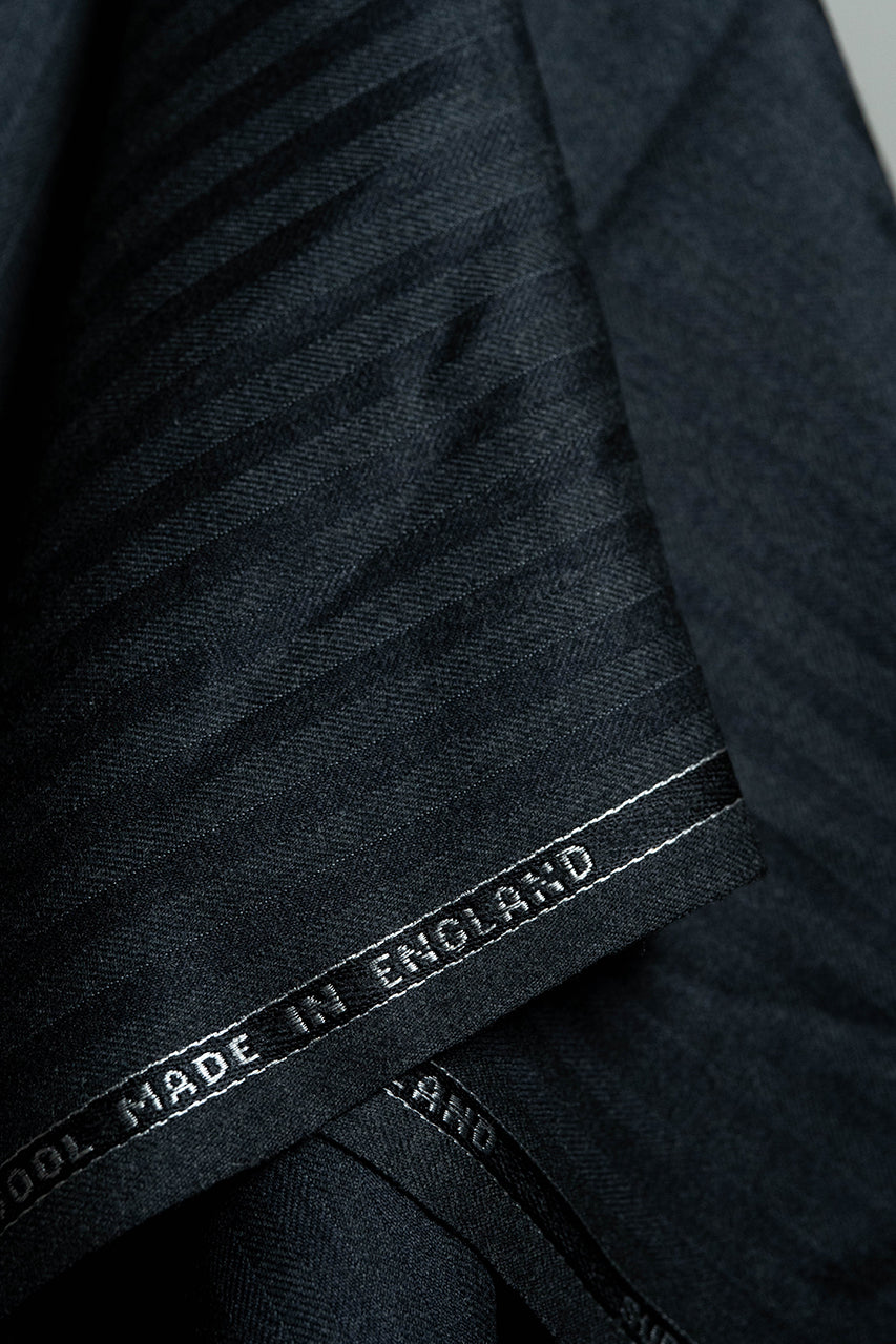 British Dark Grey Herringbone Super 100's Merino Suit Fabric (V23661) -3m - Yoo's Club